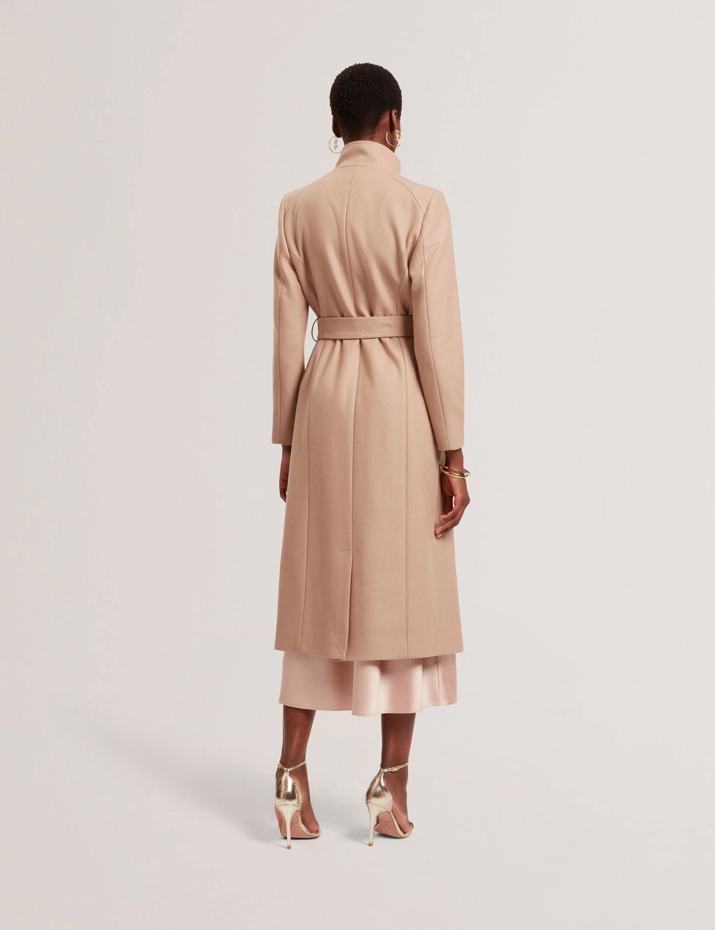 Ted Baker ROSELL Longline Belted Wool Wrap Coat CAMEL
