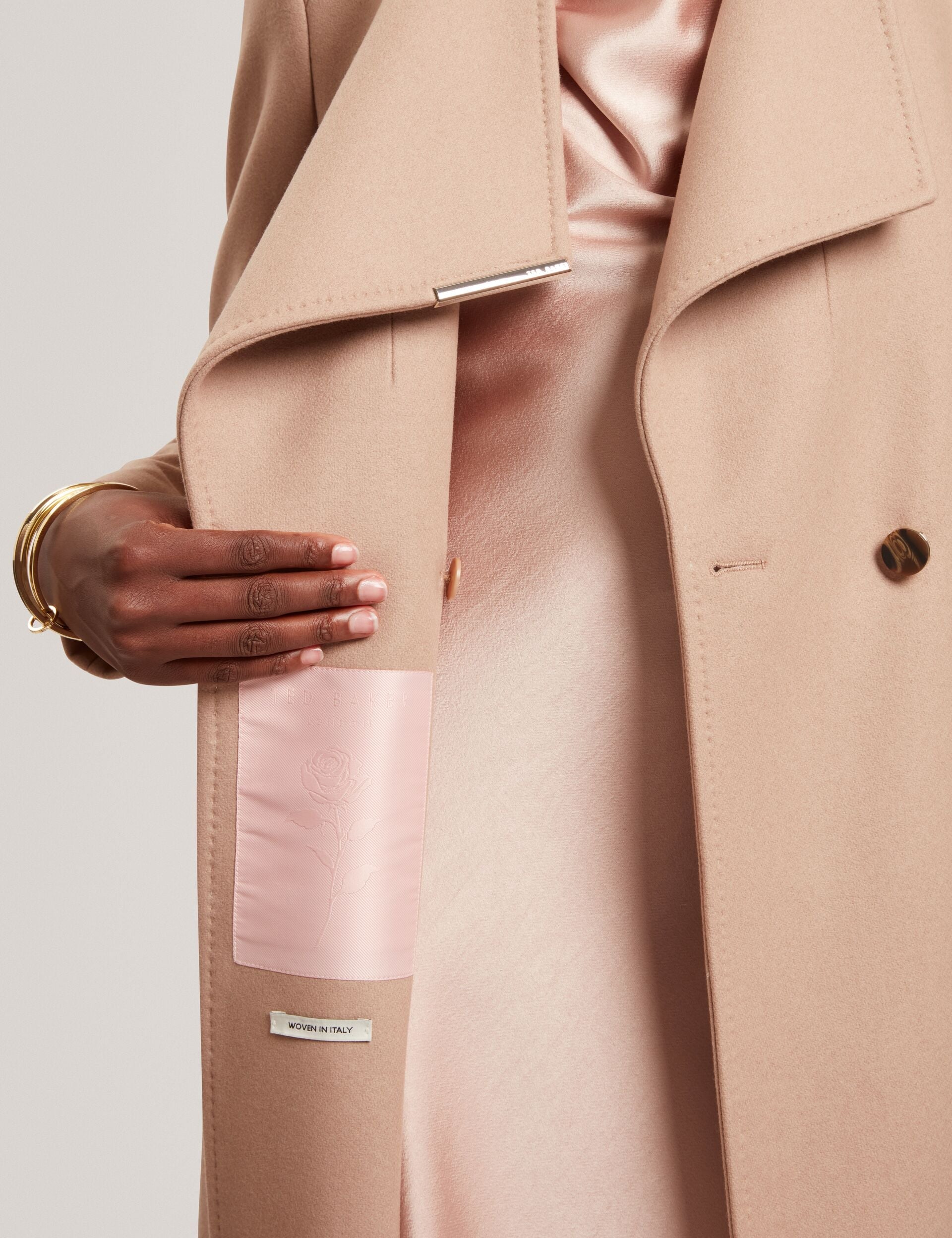 Ted Baker ROSELL Longline Belted Wool Wrap Coat CAMEL