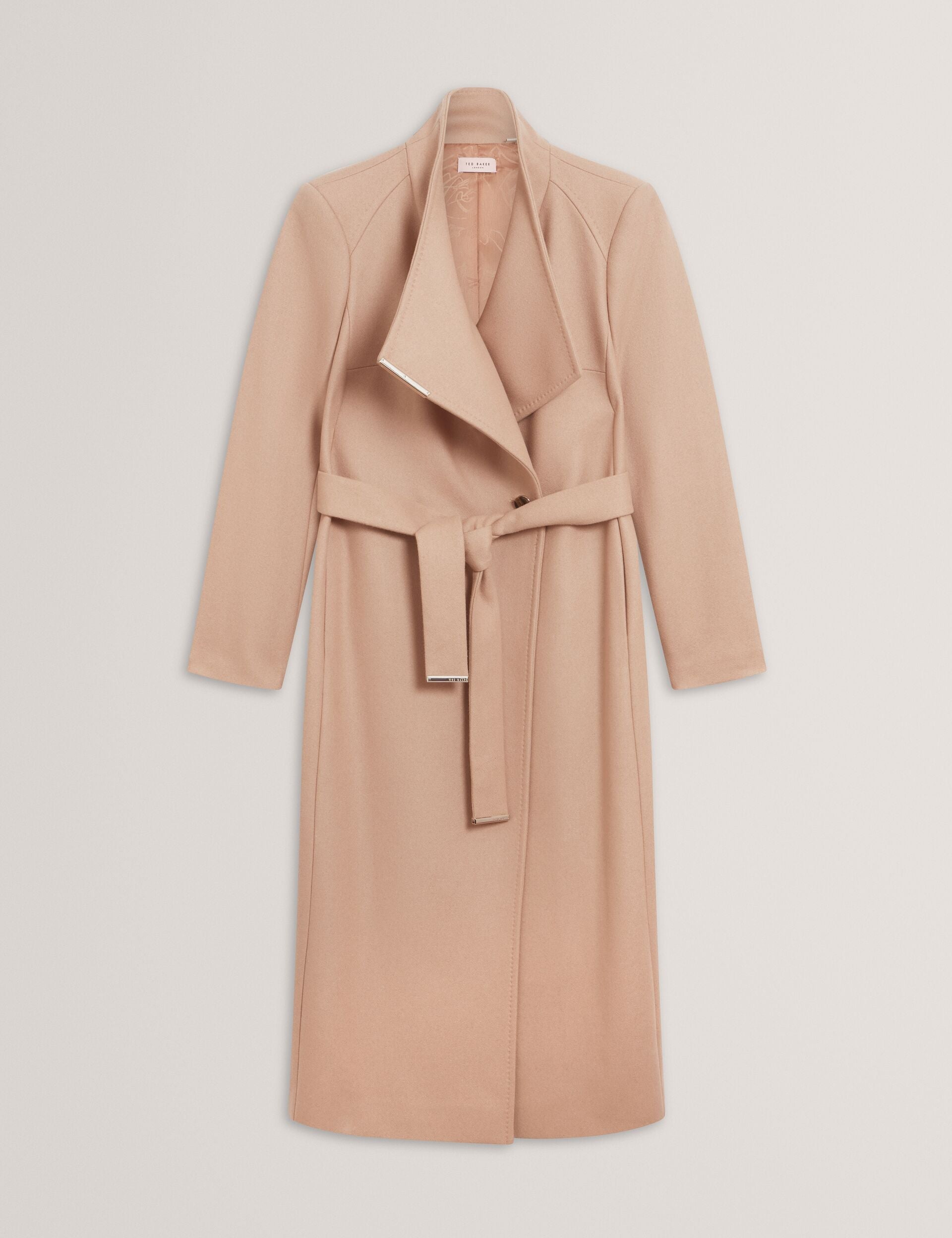 Ted Baker ROSELL Longline Belted Wool Wrap Coat CAMEL