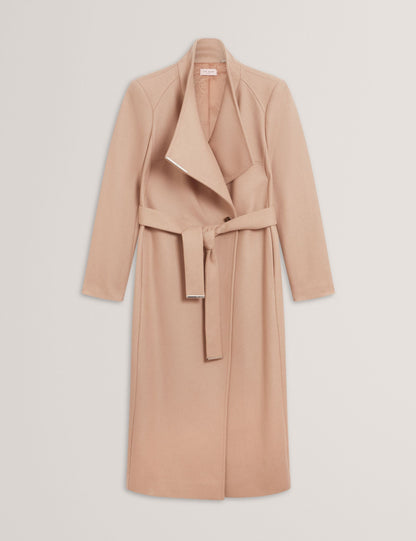 Ted Baker ROSELL Longline Belted Wool Wrap Coat CAMEL