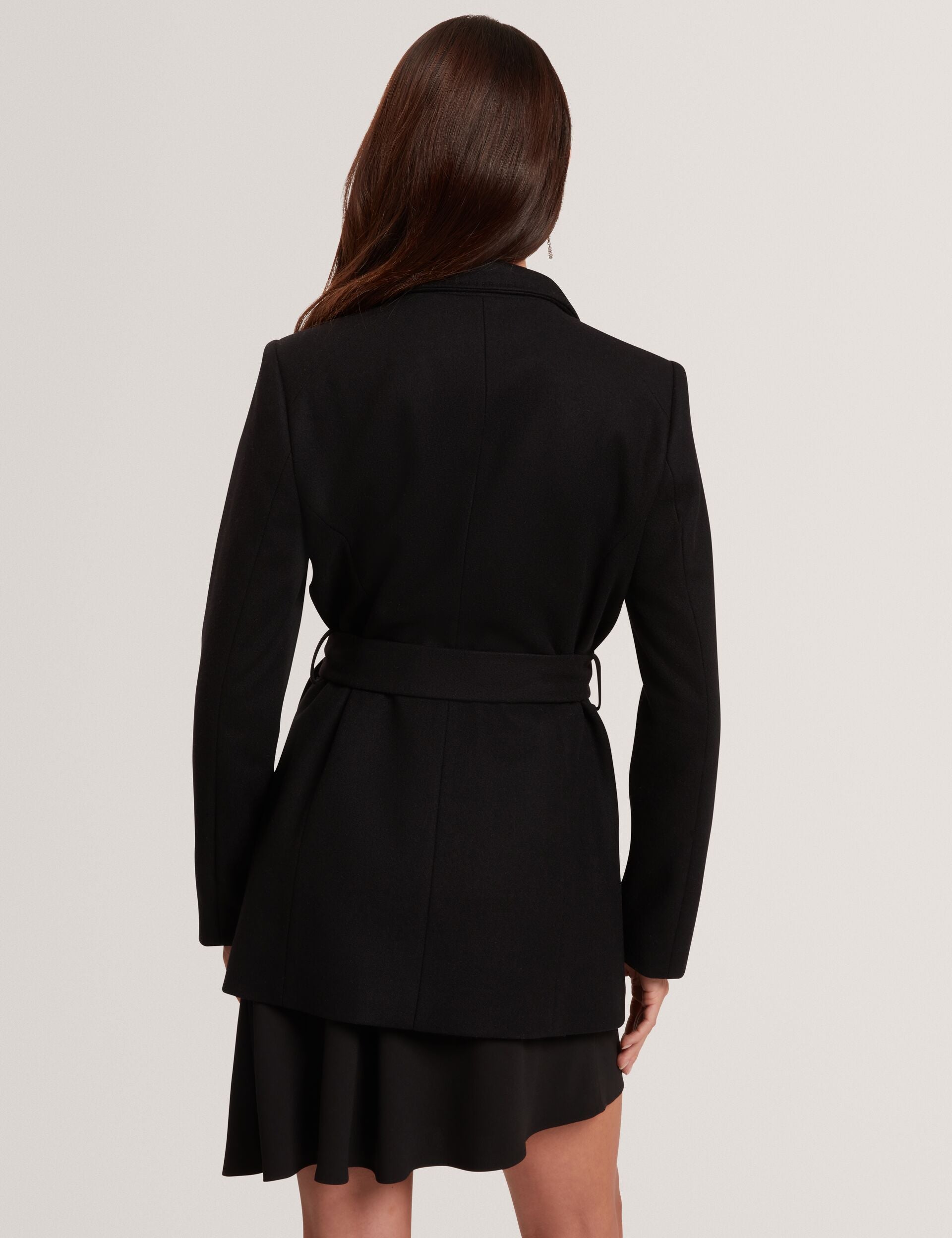 Ted Baker ROSESS Short Belted Wool Wrap Coat BLACK