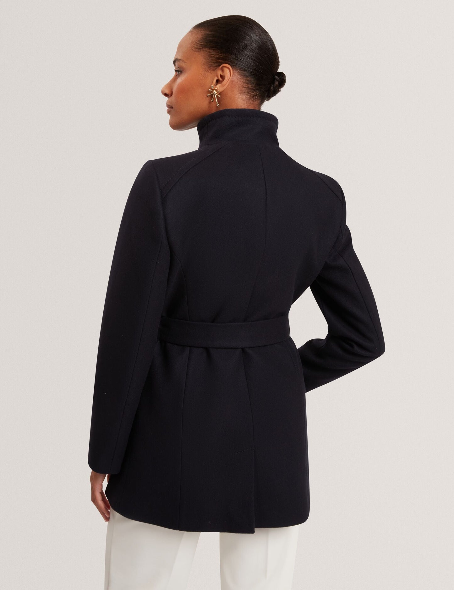 Ted Baker ROSESS Short Belted Wool Wrap Coat NAVY