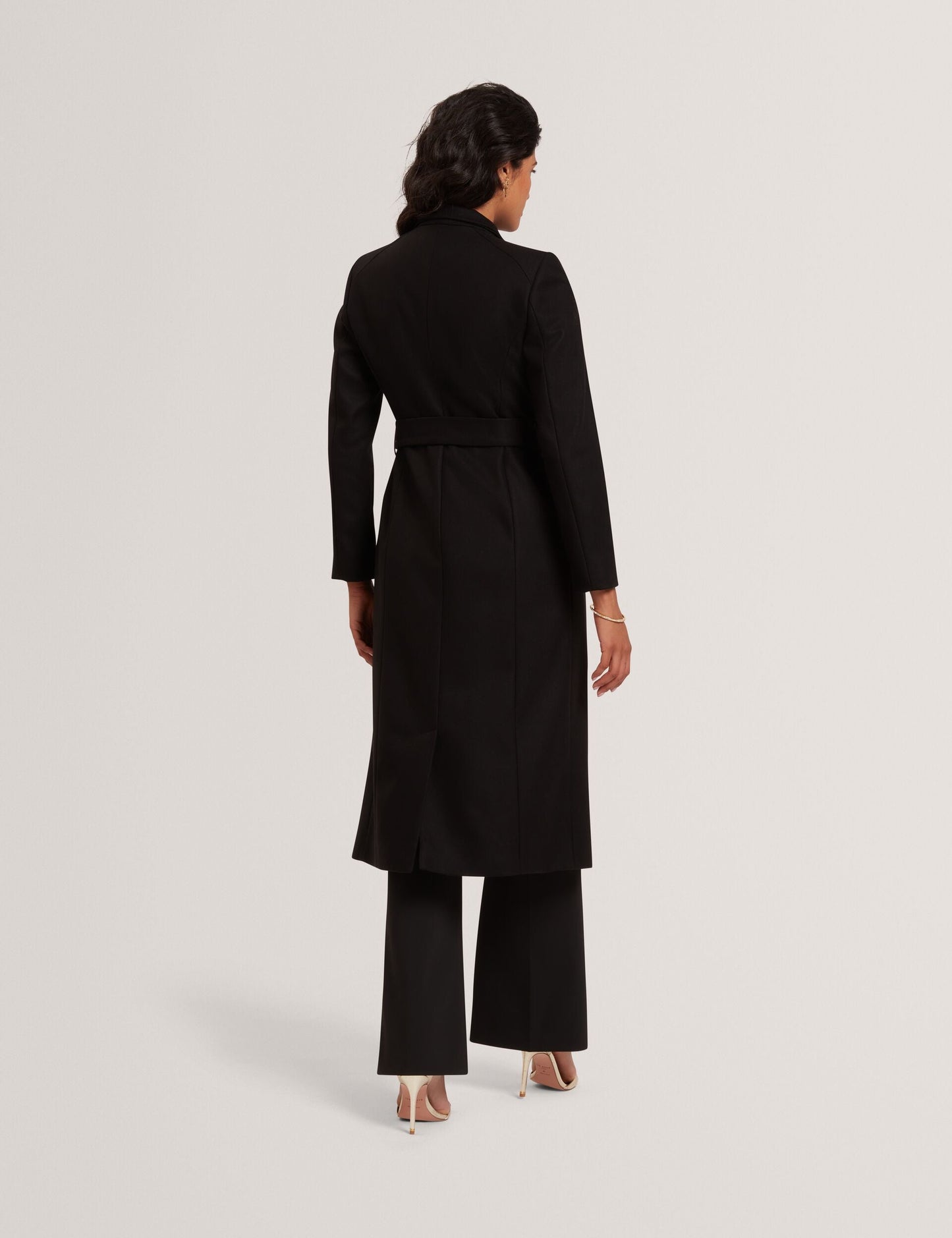 Ted Baker ROSELL Longline Belted Wool Wrap Coat BLACK