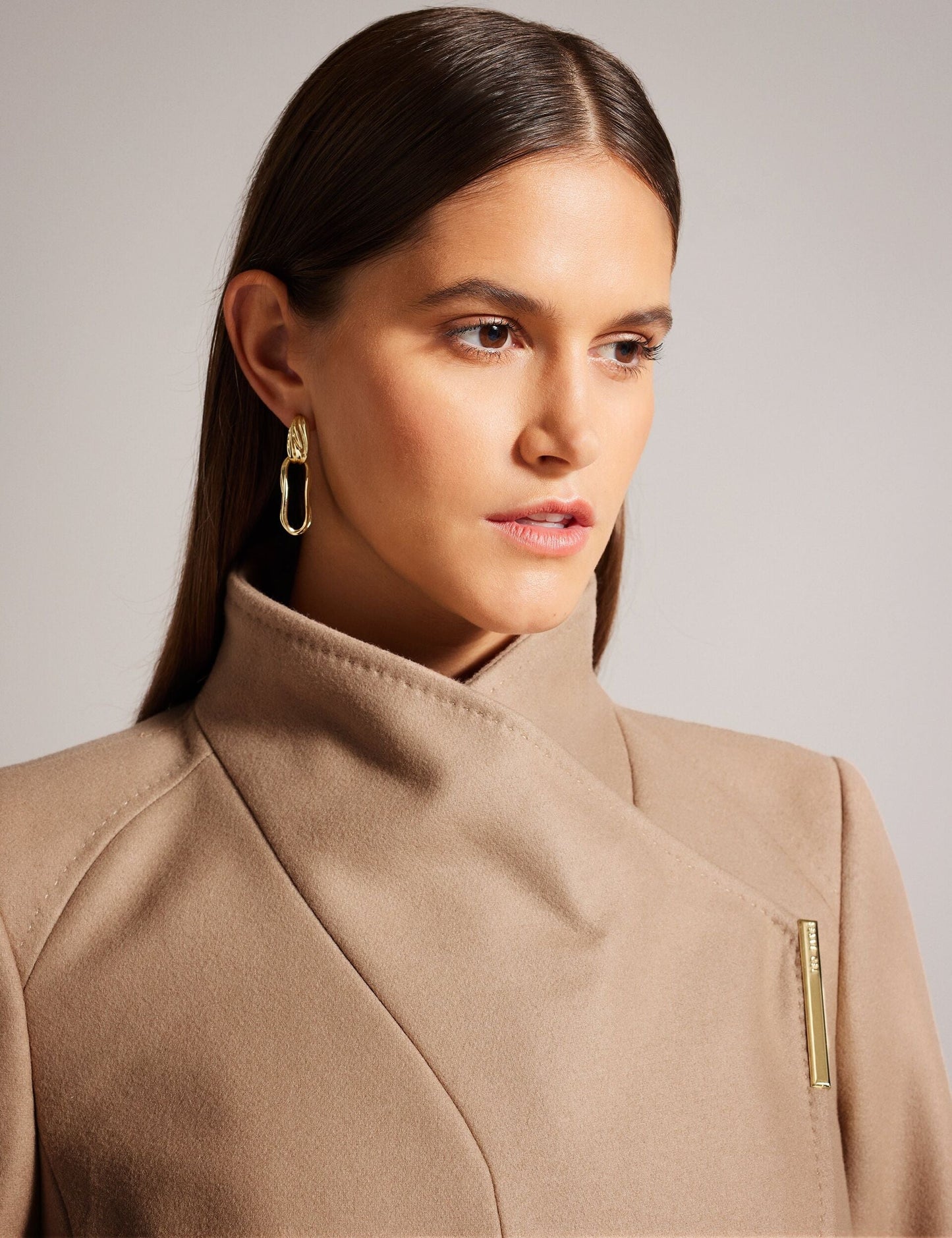 Ted Baker Ted Baker Women's ROSESSO Short Belted Wool Wrap Coat in Camel CAMEL