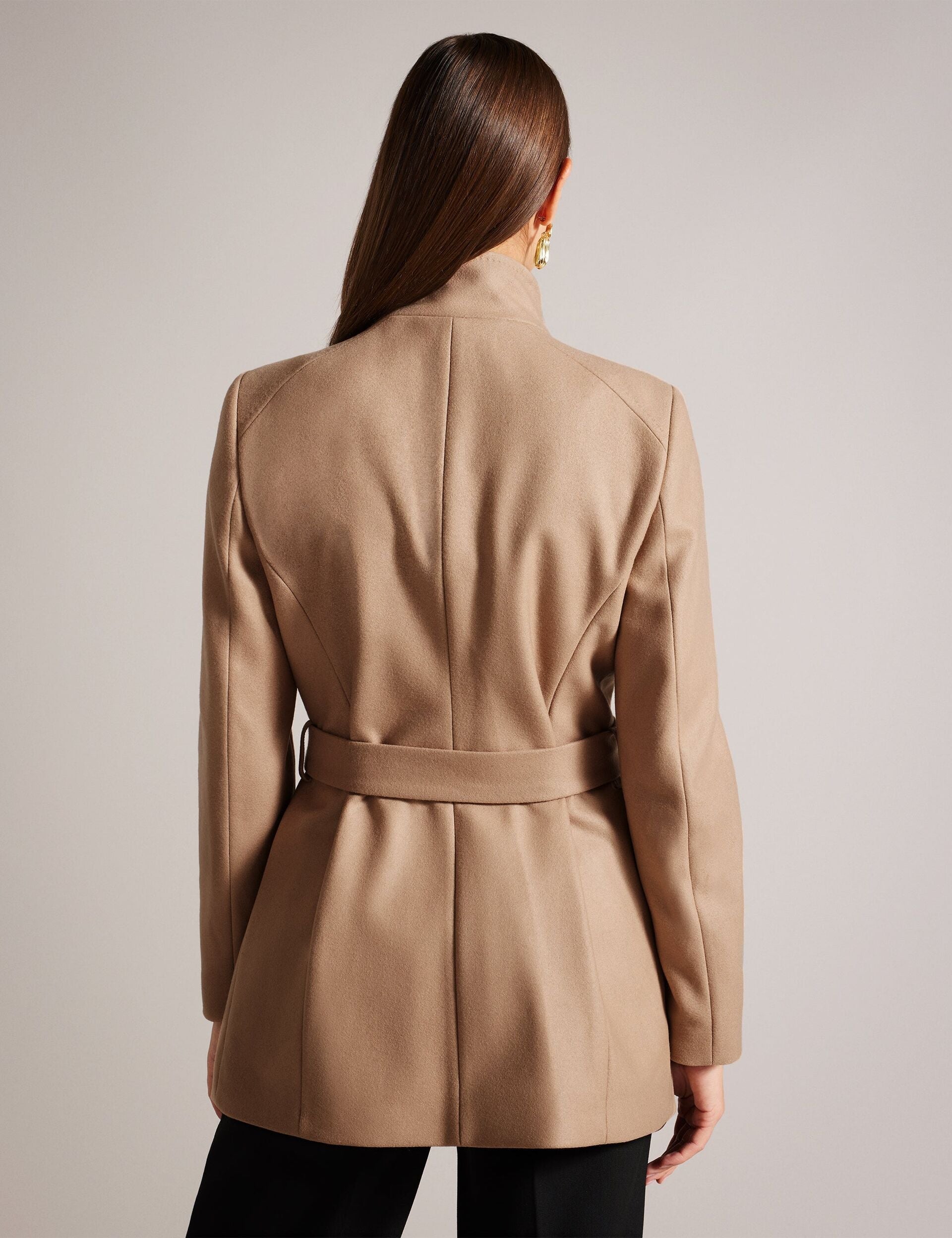 Ted Baker Ted Baker Women's ROSESSO Short Belted Wool Wrap Coat in Camel CAMEL