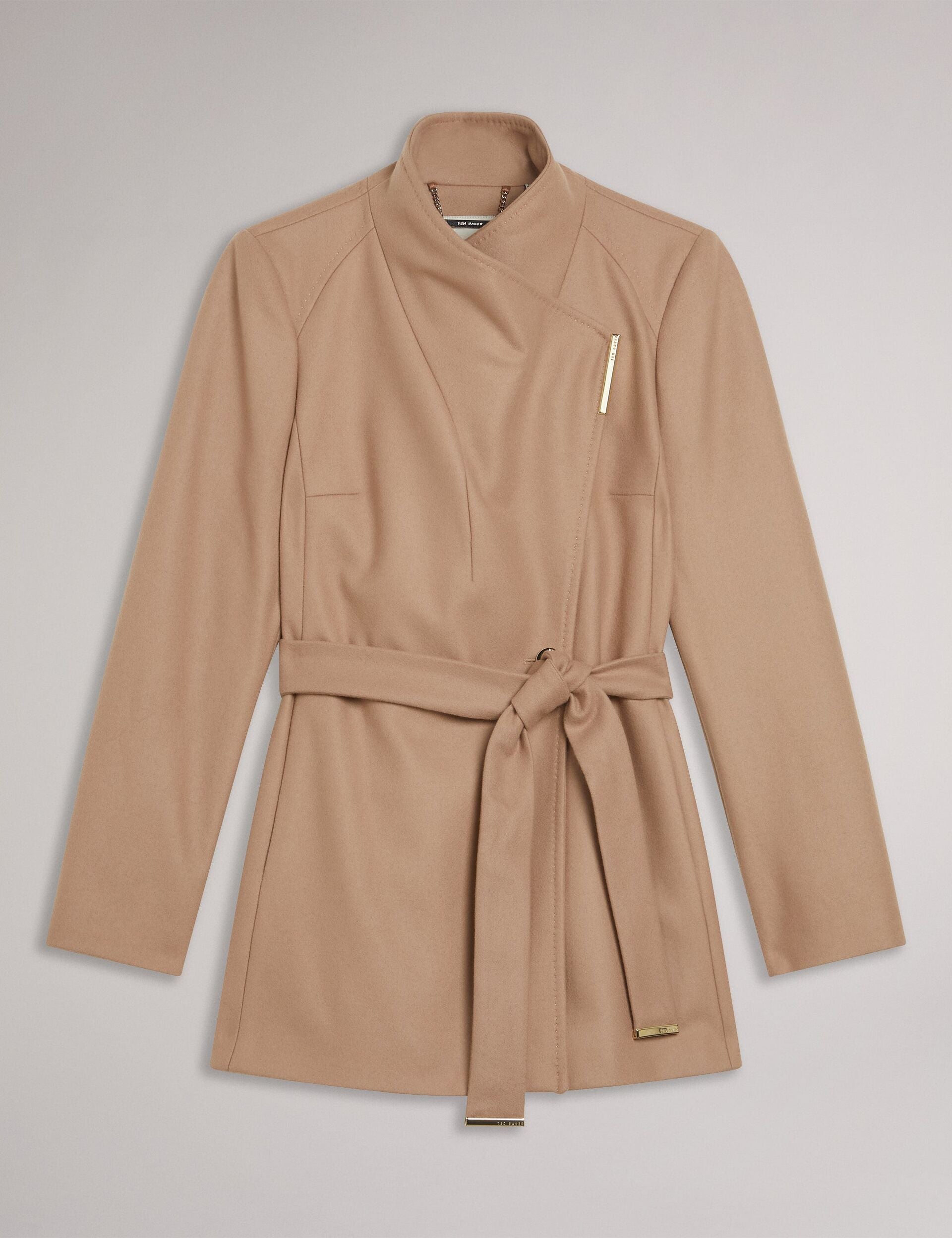 Ted Baker Ted Baker Women's ROSESSO Short Belted Wool Wrap Coat in Camel CAMEL