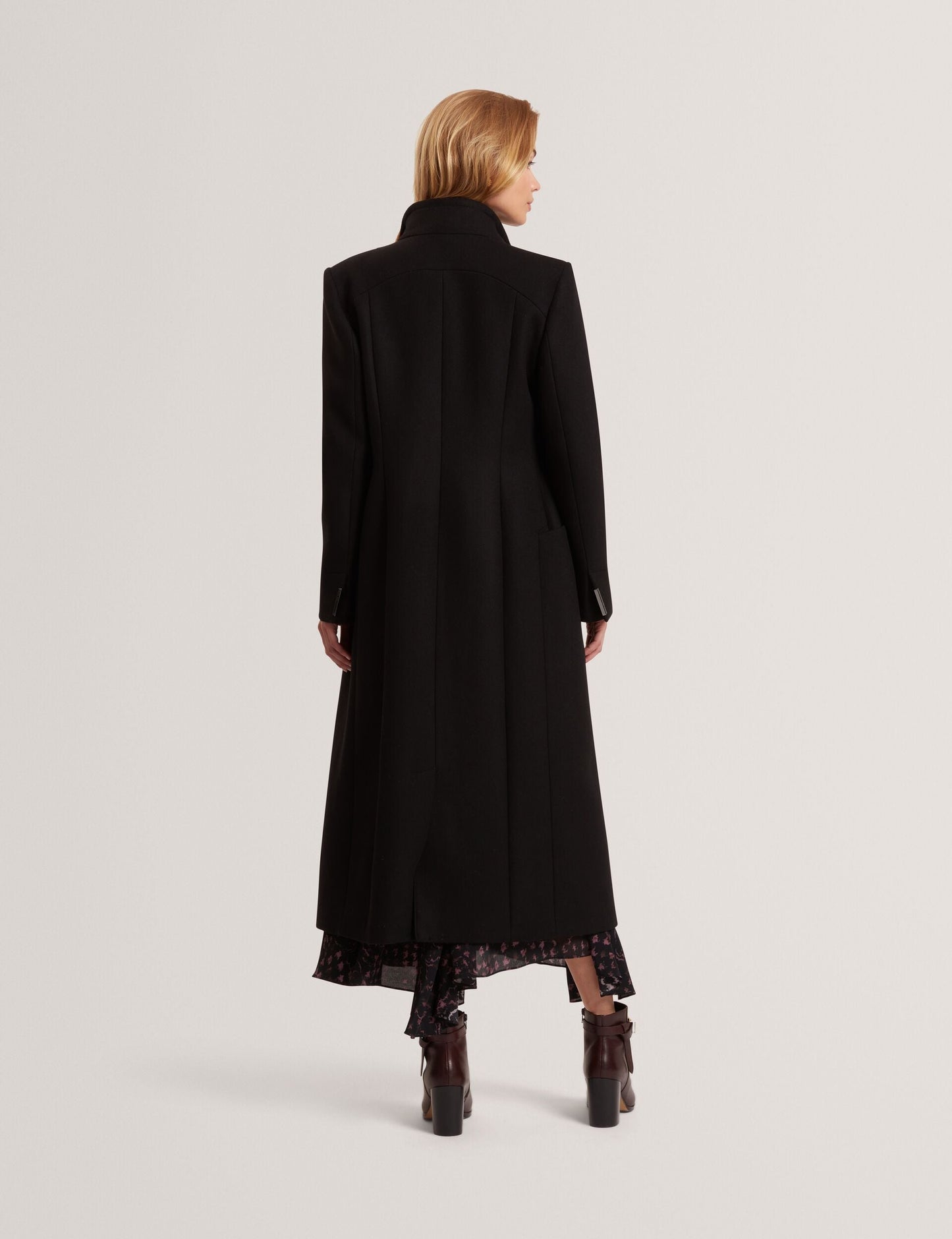 Ted Baker MINDEE Wool Rich Hourglass Longline Wrap Coat BLACK
