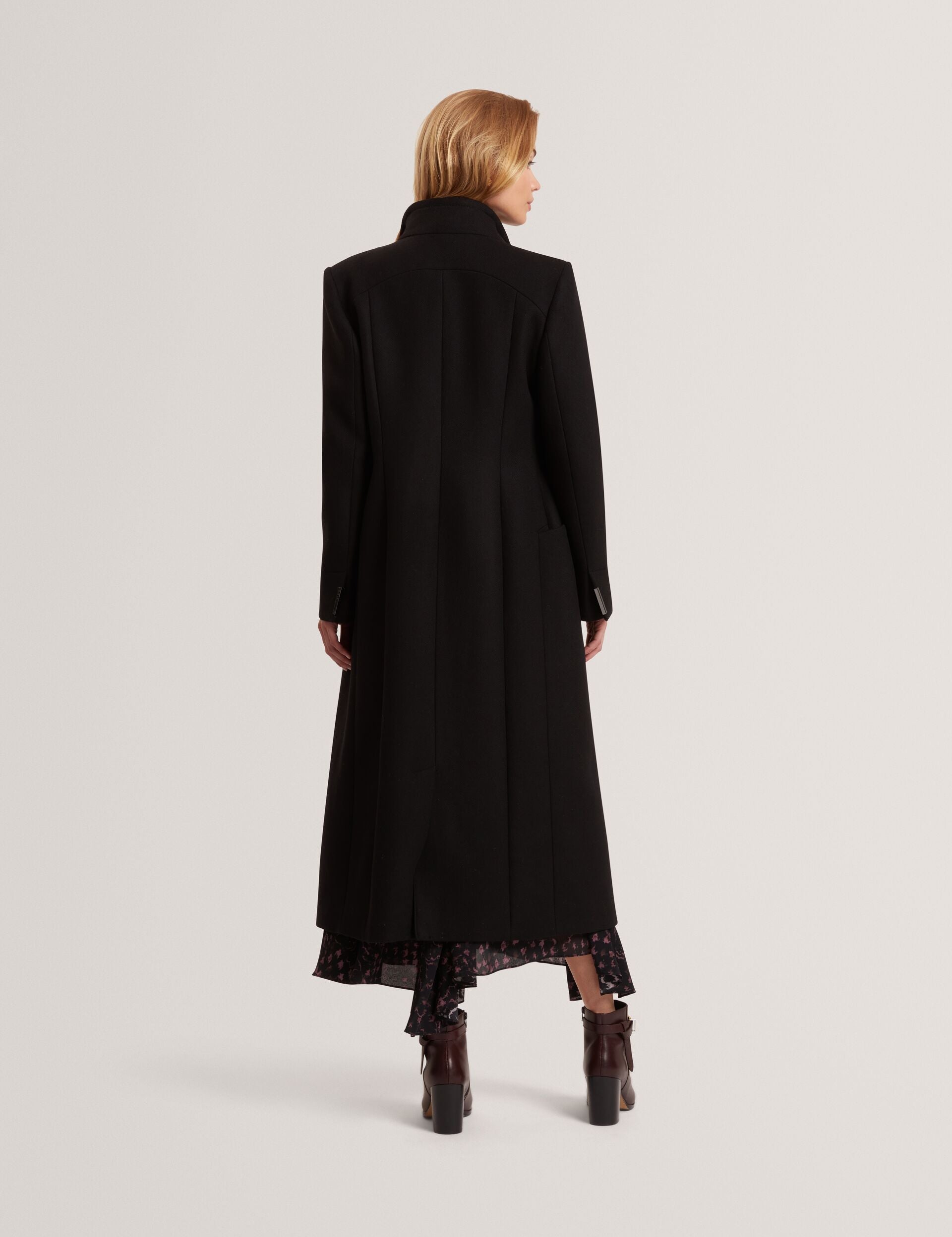 Ted Baker MINDEE Wool Rich Hourglass Longline Wrap Coat BLACK