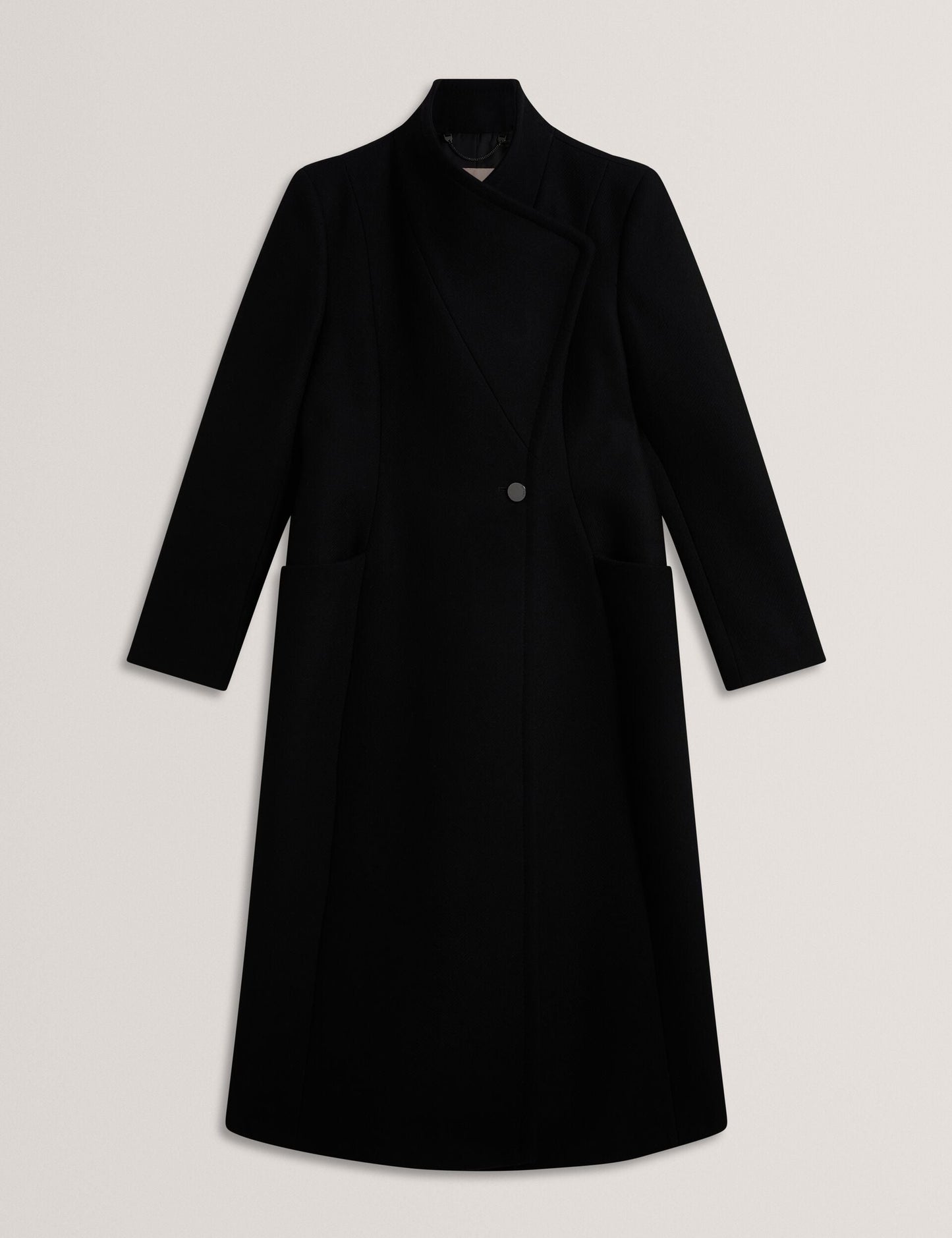 Ted Baker MINDEE Wool Rich Hourglass Longline Wrap Coat BLACK