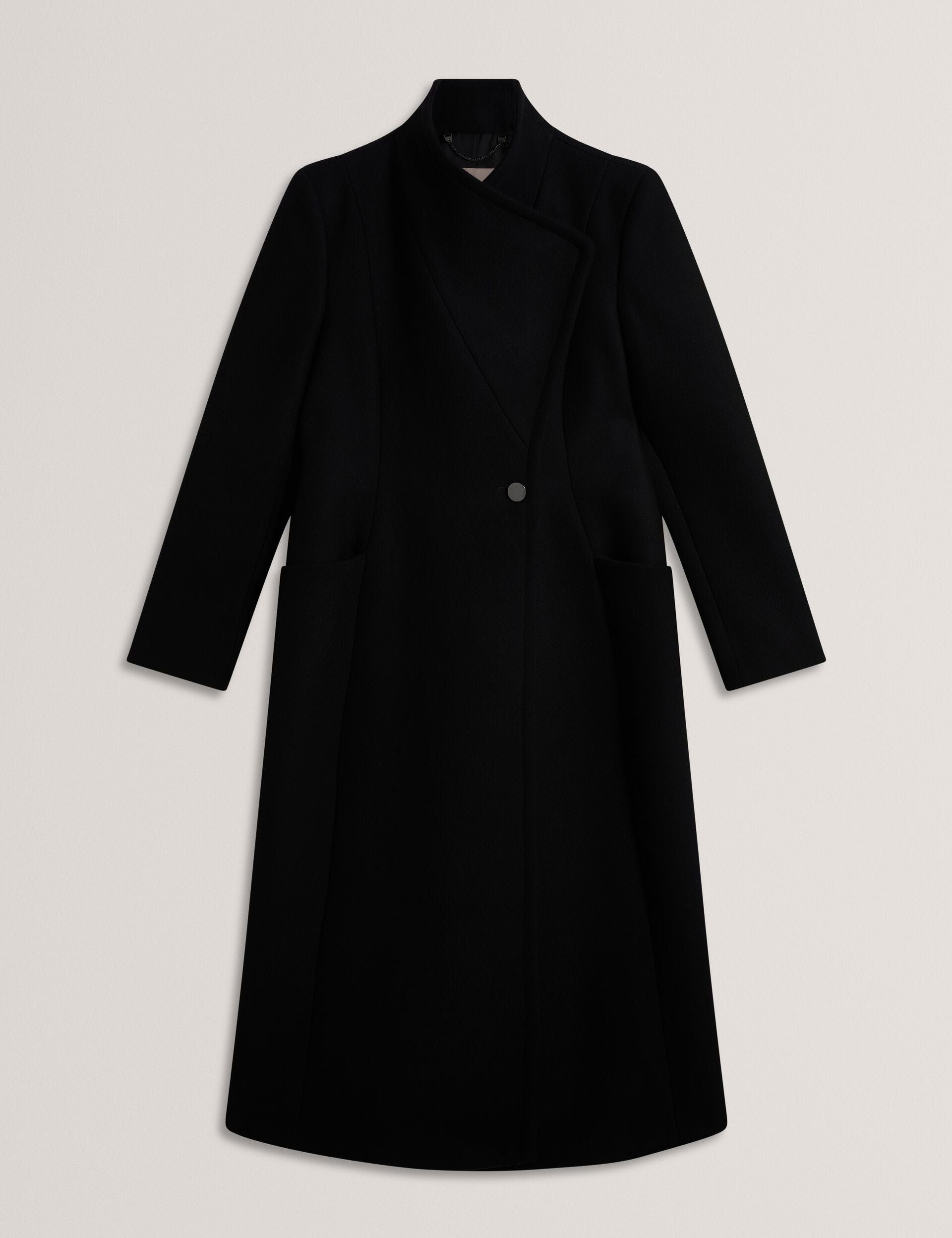 Ted Baker MINDEE Wool Rich Hourglass Longline Wrap Coat BLACK