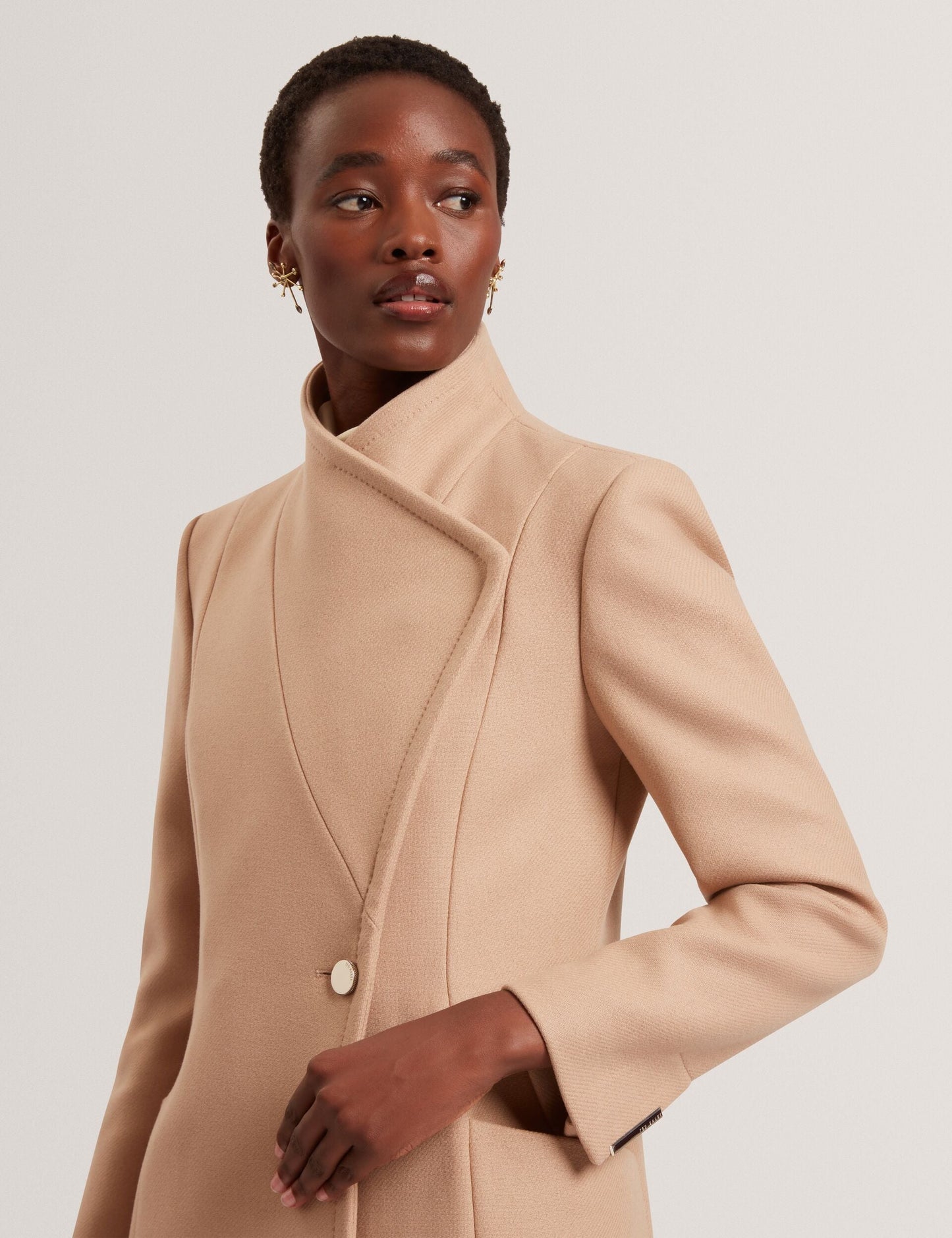 Ted Baker MINDEE Wool Rich Hourglass Longline Wrap Coat CAMEL
