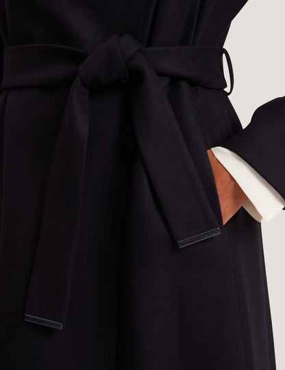 Ted Baker ROSELL Longline Belted Wool Wrap Coat NAVY