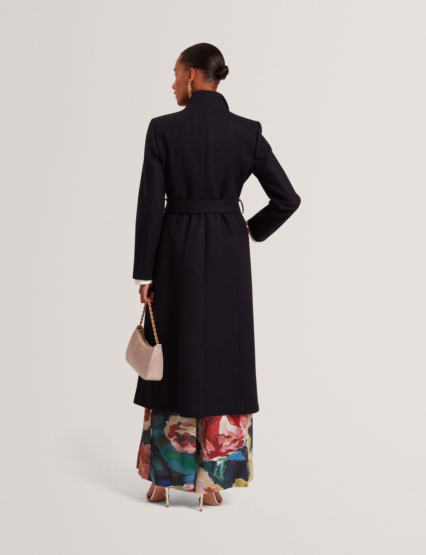 Ted Baker ROSELL Longline Belted Wool Wrap Coat NAVY
