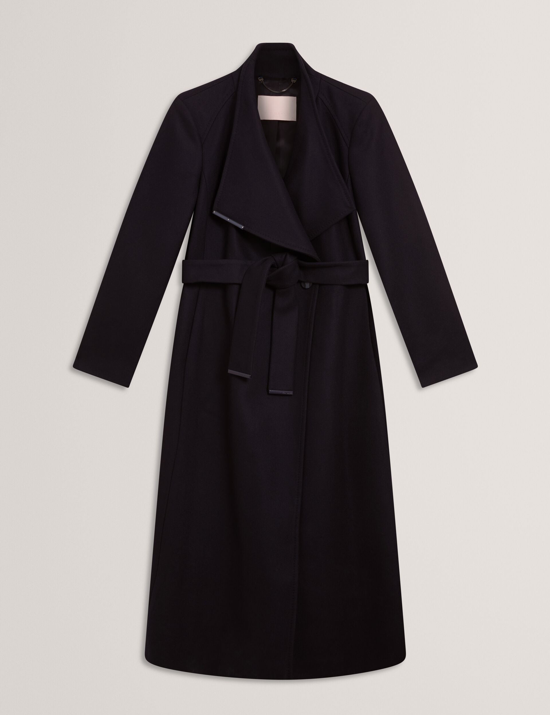Ted Baker ROSELL Longline Belted Wool Wrap Coat NAVY