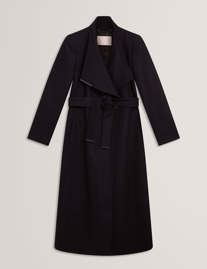 Ted Baker ROSELL Longline Belted Wool Wrap Coat NAVY