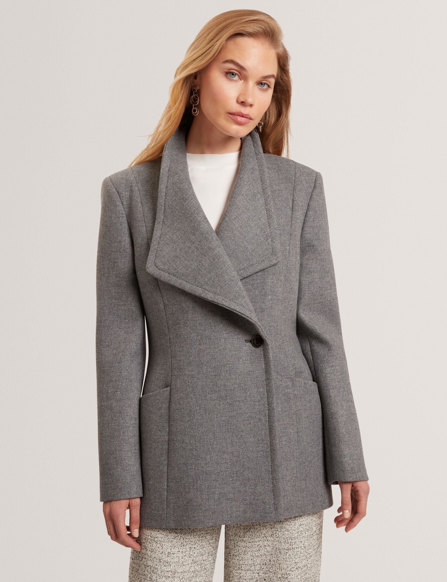 Ted Baker EVIGNA Wool Rich Hourglass Short Wrap Coat CHARCOAL