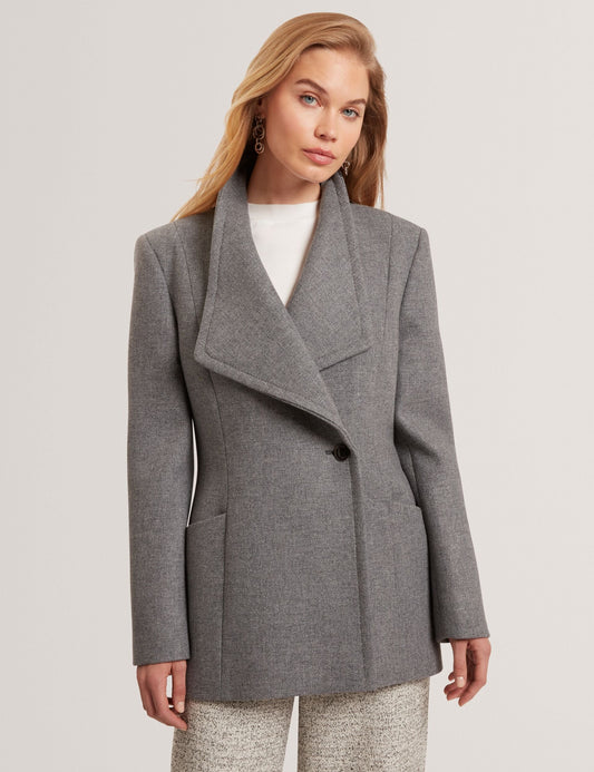 Ted Baker EVIGNA Wool Rich Hourglass Short Wrap Coat CHARCOAL