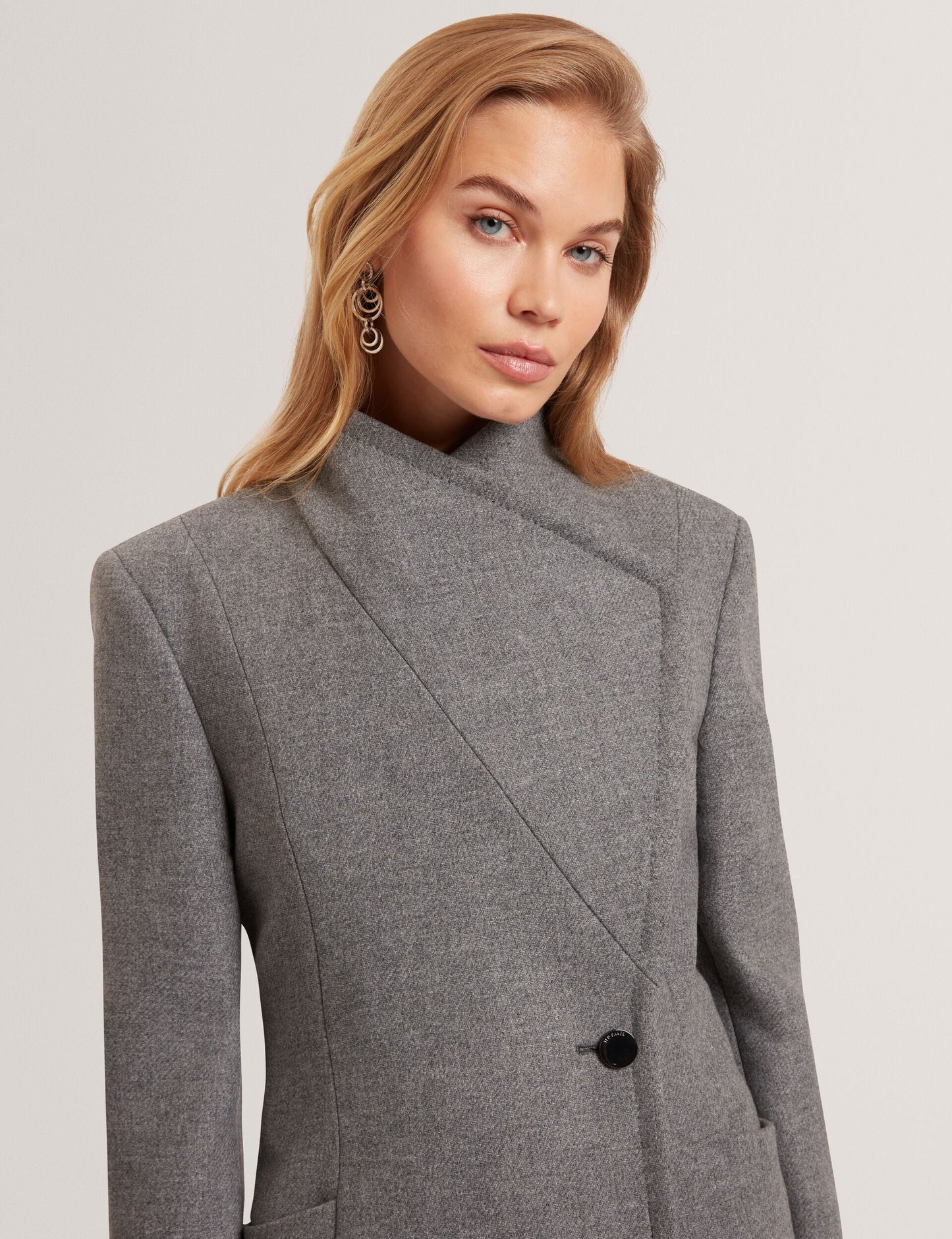 Ted Baker EVIGNA Wool Rich Hourglass Short Wrap Coat CHARCOAL