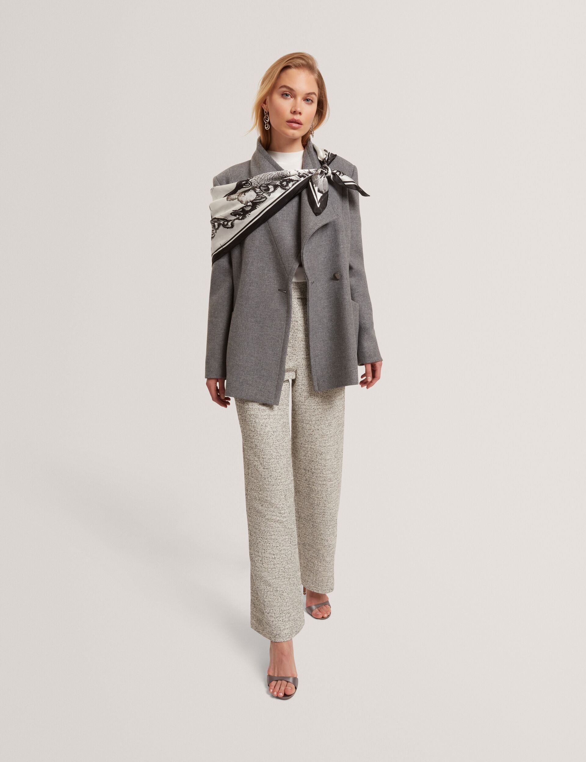 Ted Baker EVIGNA Wool Rich Hourglass Short Wrap Coat CHARCOAL