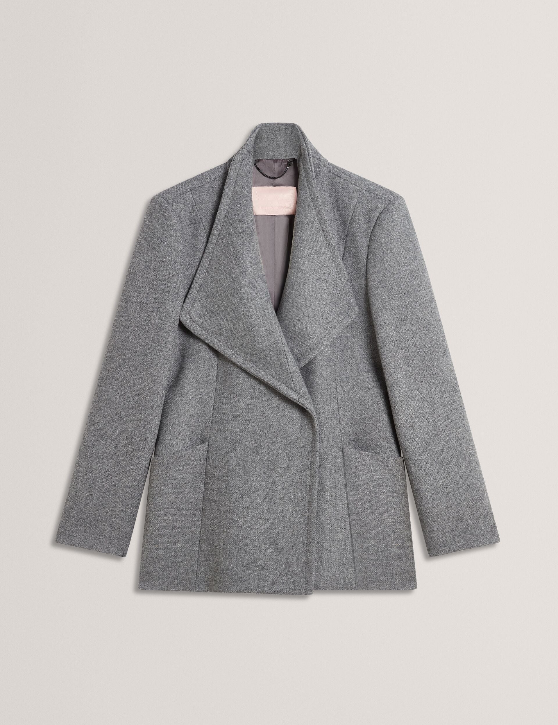 Ted Baker EVIGNA Wool Rich Hourglass Short Wrap Coat CHARCOAL
