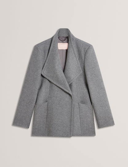 Ted Baker EVIGNA Wool Rich Hourglass Short Wrap Coat CHARCOAL
