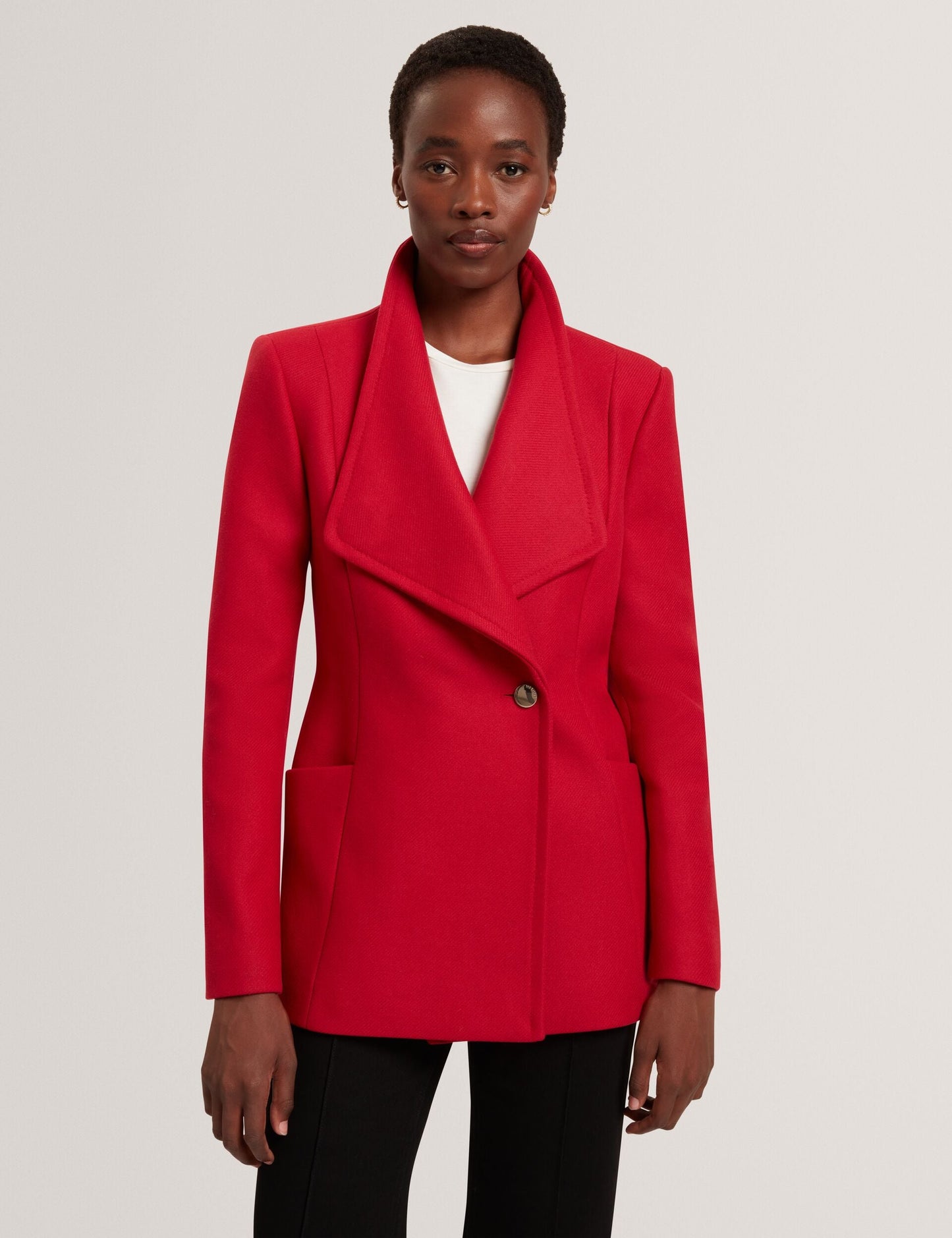Ted Baker EVIGNA Wool Rich Hourglass Short Wrap Coat DARK RED