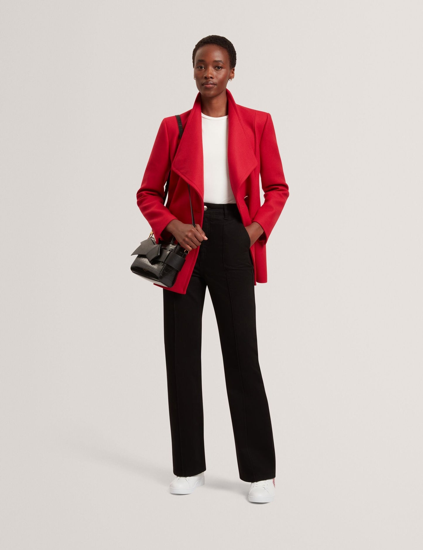 Ted Baker EVIGNA Wool Rich Hourglass Short Wrap Coat DARK RED
