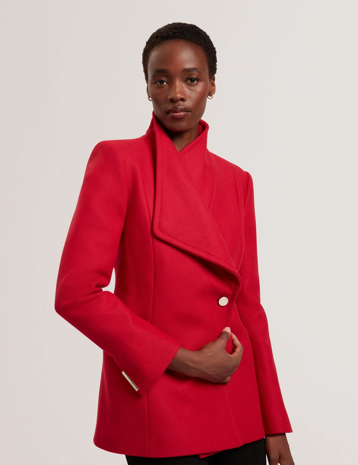 Ted Baker EVIGNA Wool Rich Hourglass Short Wrap Coat DARK RED