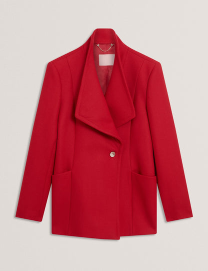 Ted Baker EVIGNA Wool Rich Hourglass Short Wrap Coat DARK RED