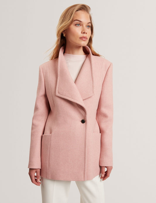 Ted Baker EVIGNA Wool Rich Hourglass Short Wrap Coat PALE PINK