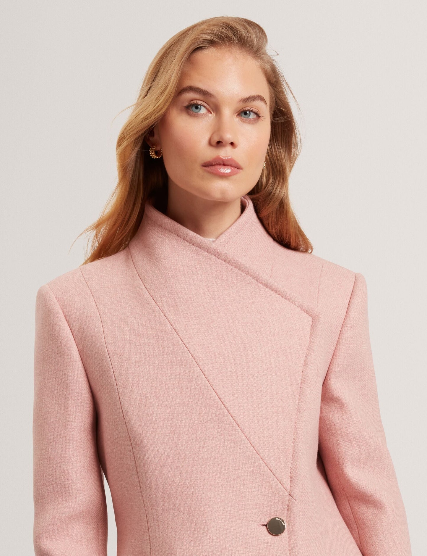 Ted Baker EVIGNA Wool Rich Hourglass Short Wrap Coat PALE PINK