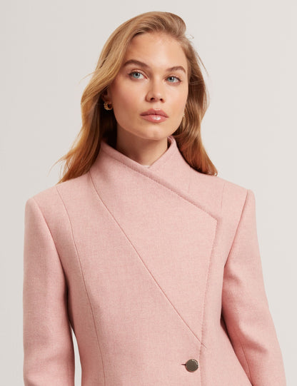 Ted Baker EVIGNA Wool Rich Hourglass Short Wrap Coat PALE PINK