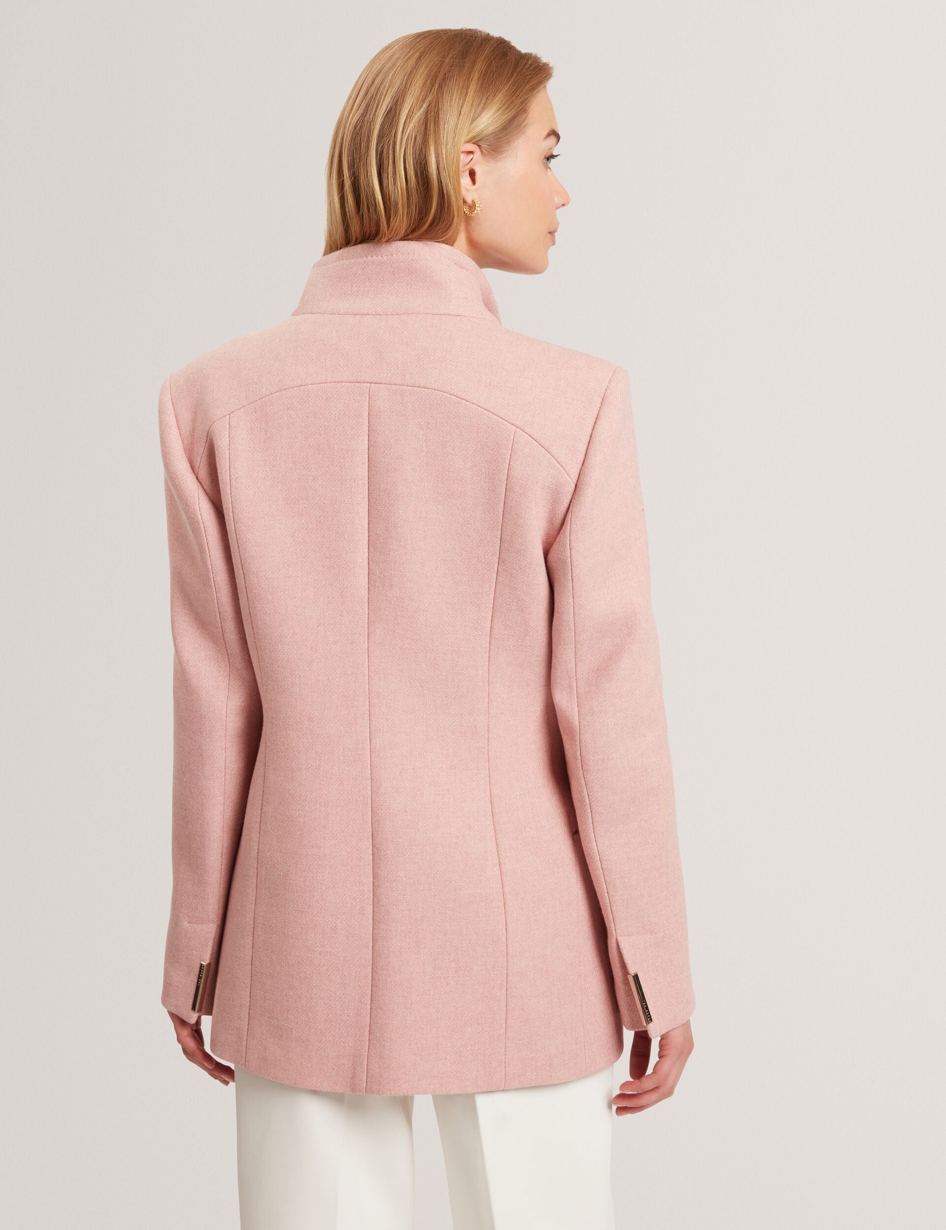 Ted Baker EVIGNA Wool Rich Hourglass Short Wrap Coat PALE PINK