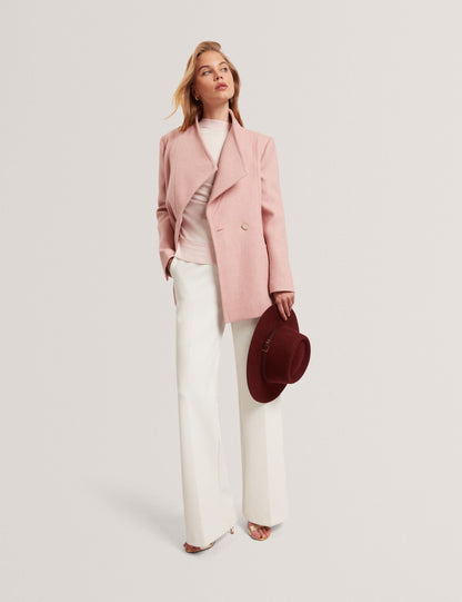 Ted Baker EVIGNA Wool Rich Hourglass Short Wrap Coat PALE PINK