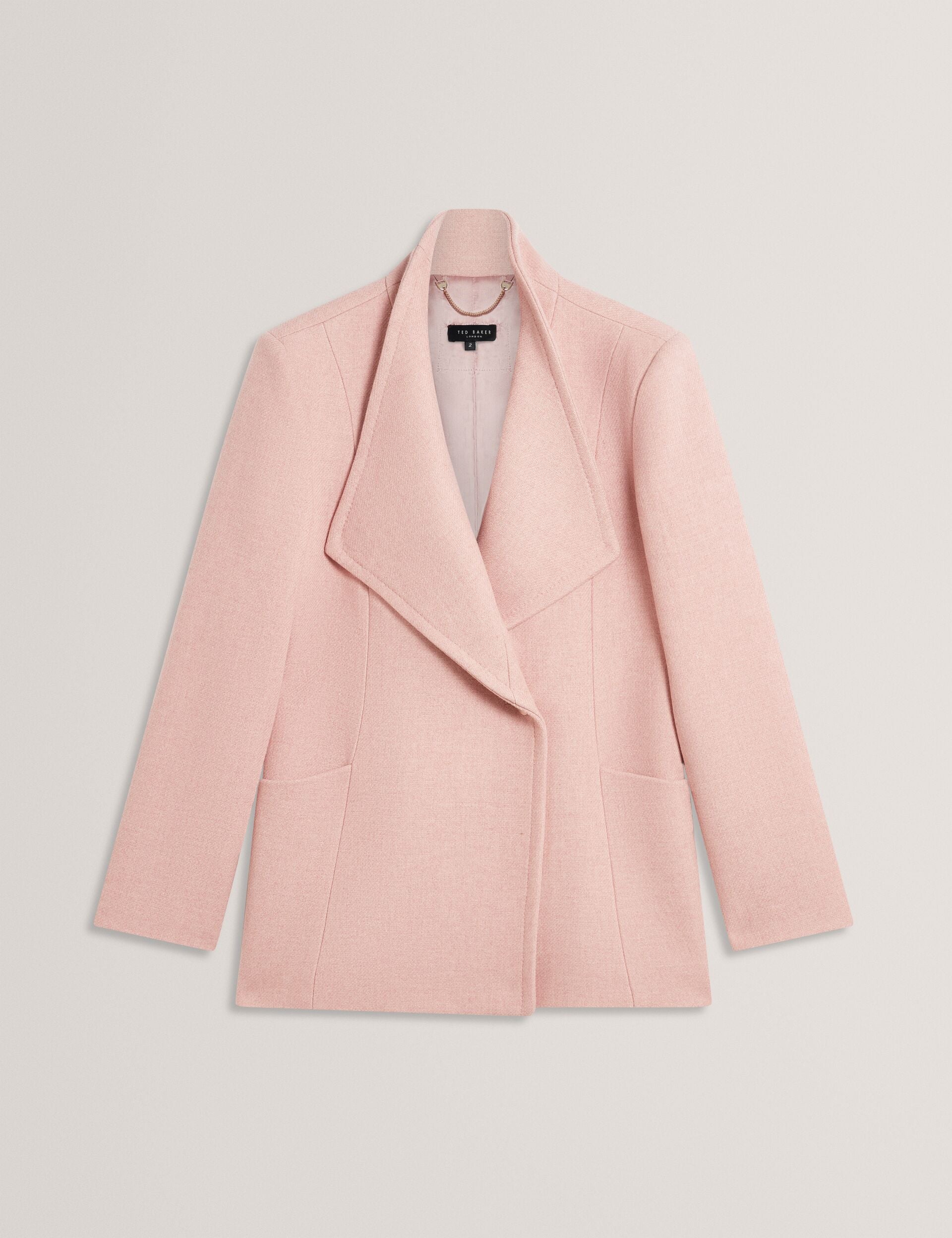 Ted Baker EVIGNA Wool Rich Hourglass Short Wrap Coat PALE PINK