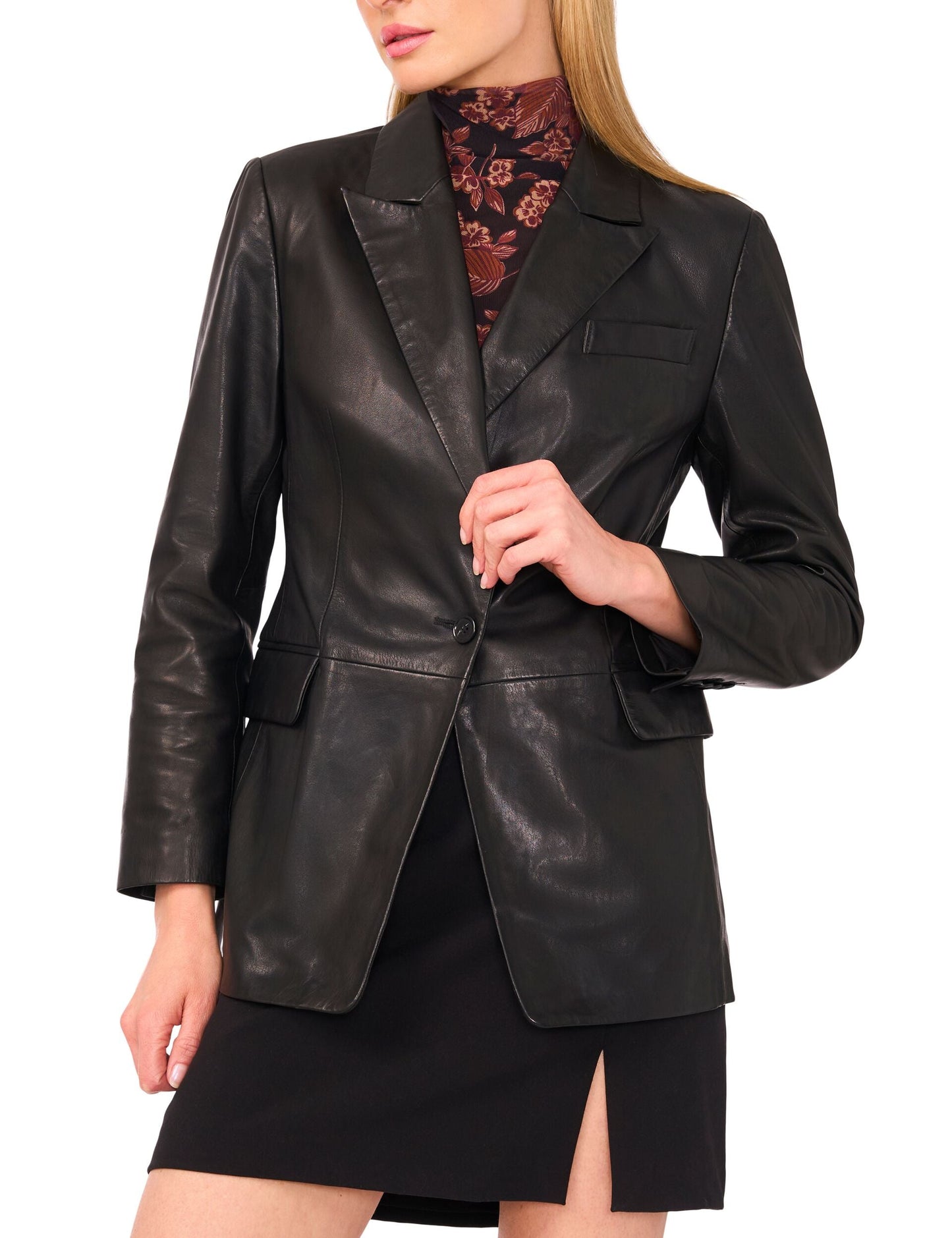 Ted Baker LYNDE - Leather Single Breasted Blazer BLACK