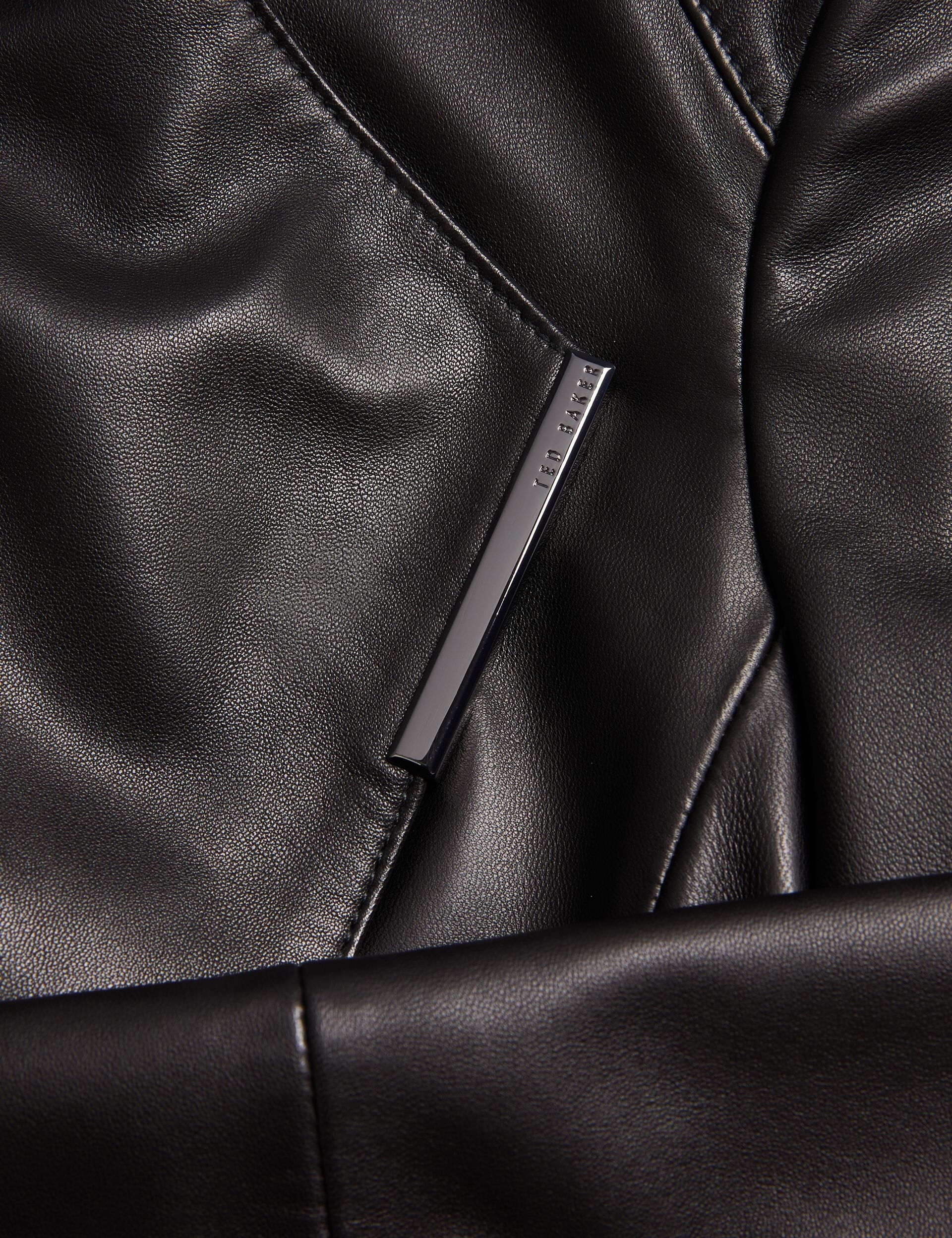 Ted Baker RIYOZE - Wrap Front Cropped Leather Jacket BLACK