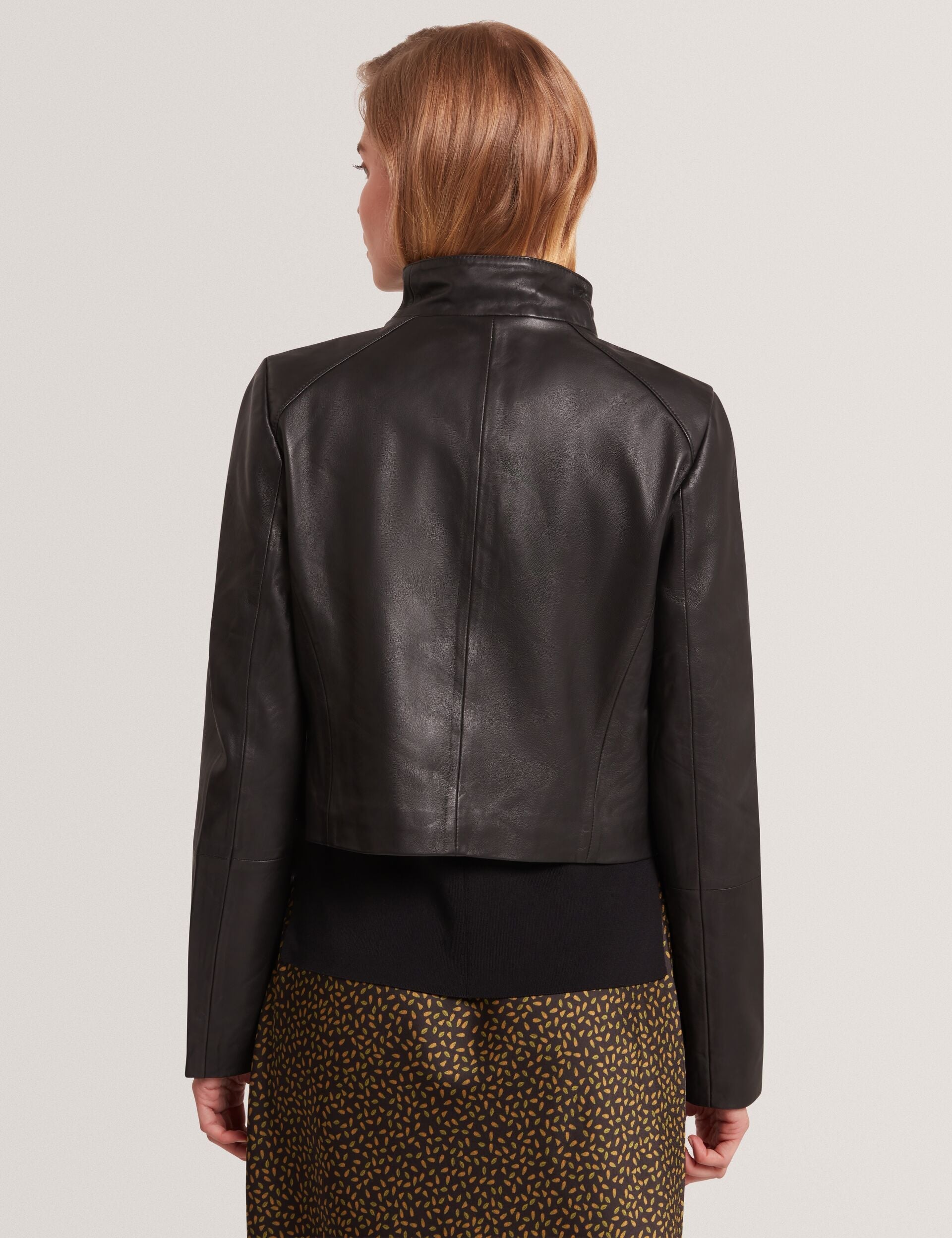 Ted Baker RIYOZE - Wrap Front Cropped Leather Jacket BLACK