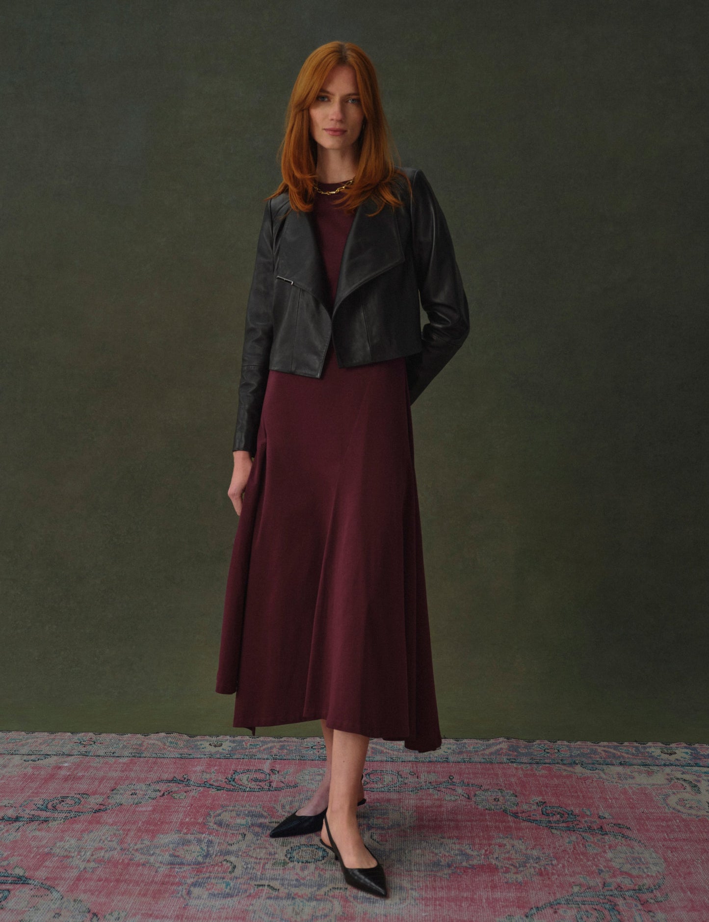 Ted Baker RIYOZE - Wrap Front Cropped Leather Jacket BLACK