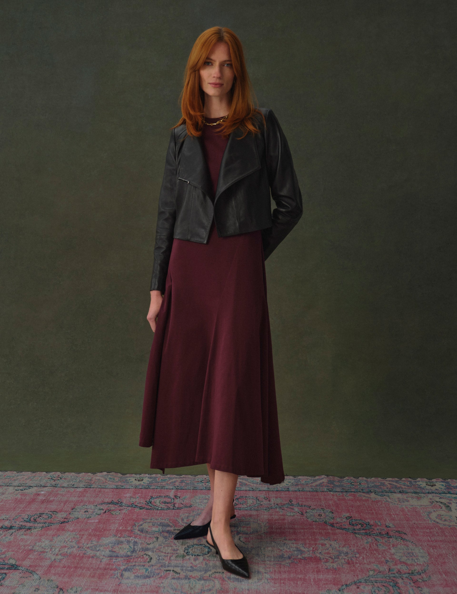 Ted Baker RIYOZE - Wrap Front Cropped Leather Jacket BLACK