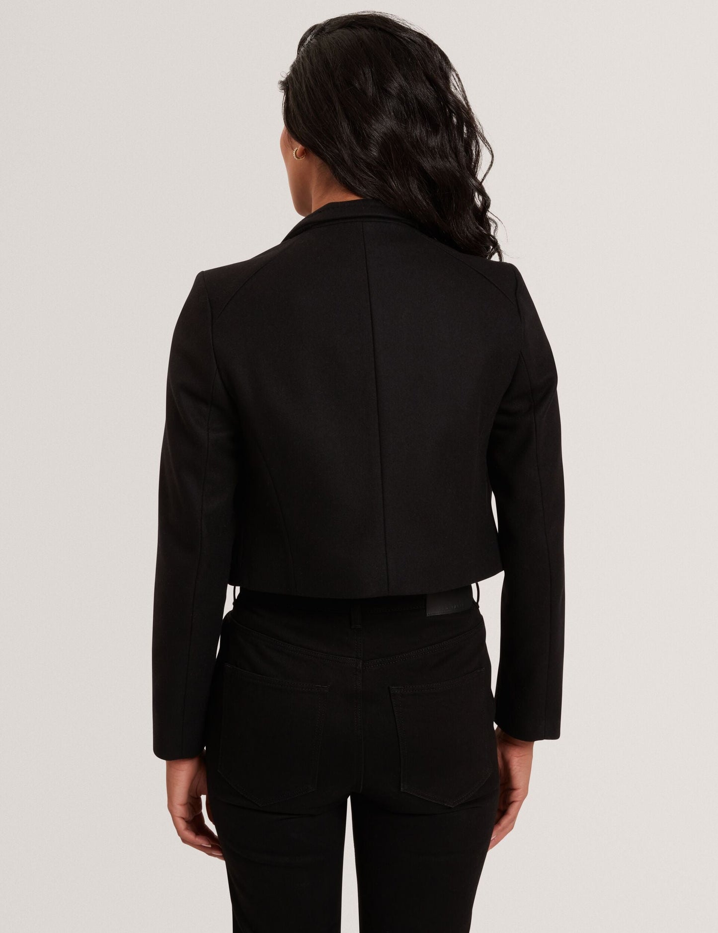 Ted Baker ROSECEE Tailored Cropped Wool Wrap Jacket BLACK
