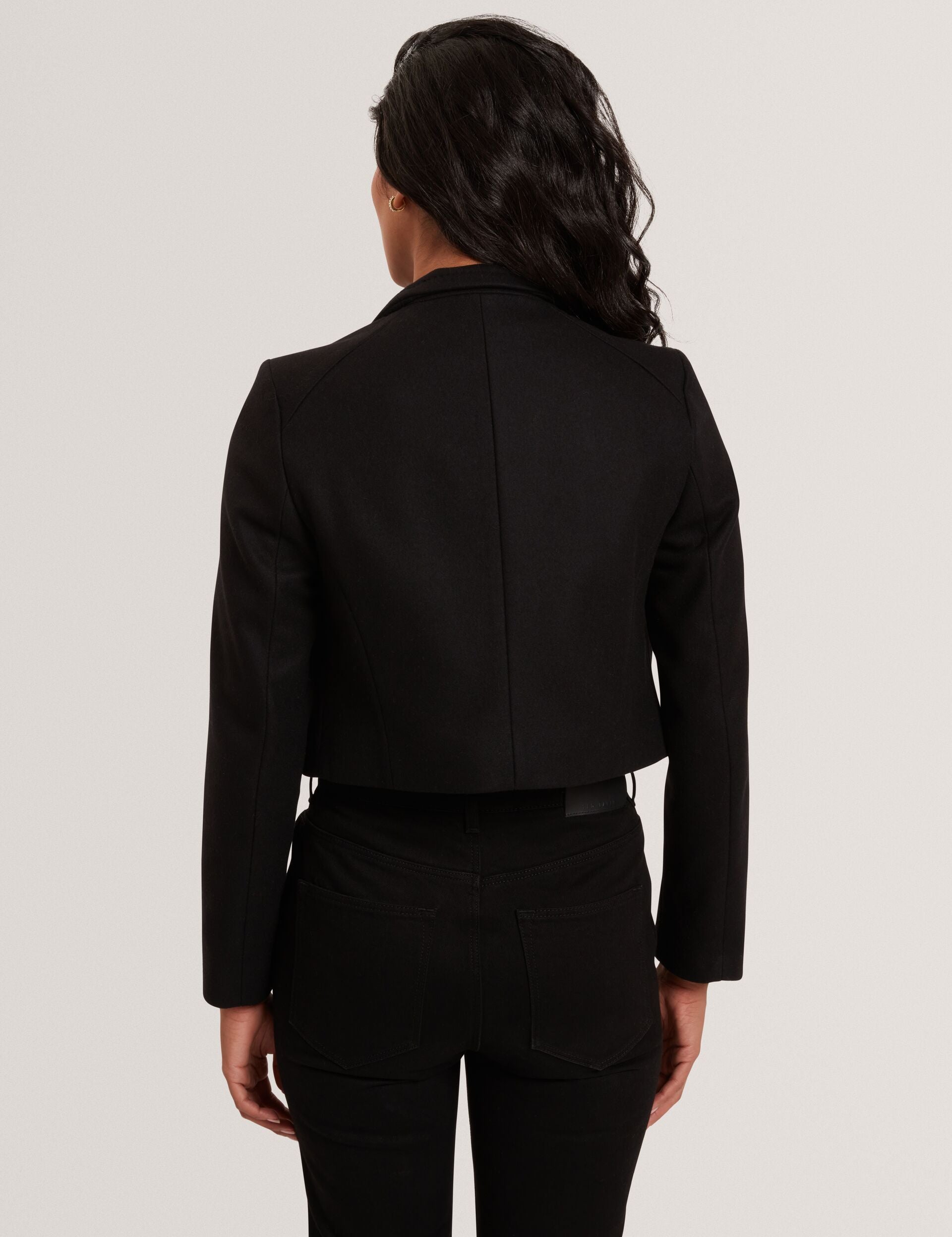 Ted Baker ROSECEE Tailored Cropped Wool Wrap Jacket BLACK