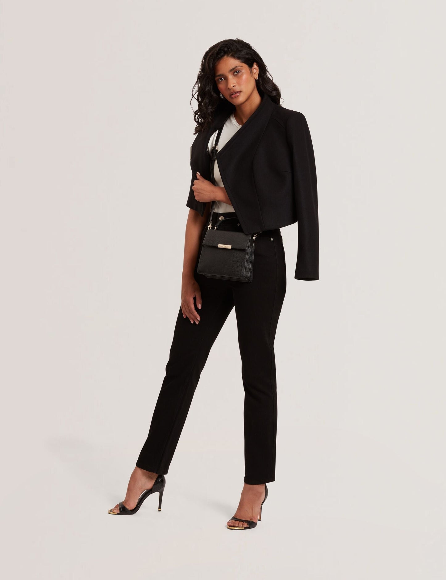 Ted Baker ROSECEE Tailored Cropped Wool Wrap Jacket BLACK