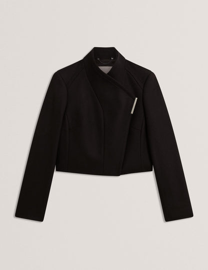 Ted Baker ROSECEE Tailored Cropped Wool Wrap Jacket BLACK