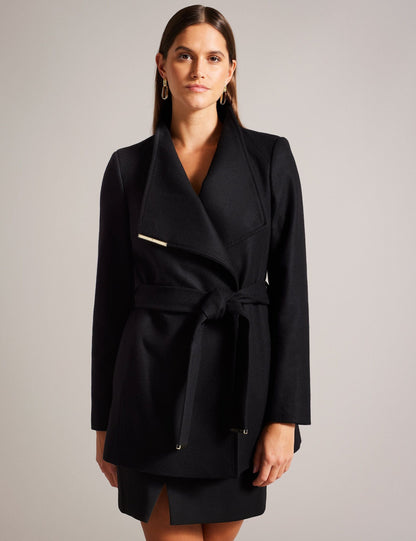Ted Baker Ted Baker Women's ROSESSO Short Belted Wool Wrap Coat in Black BLACK