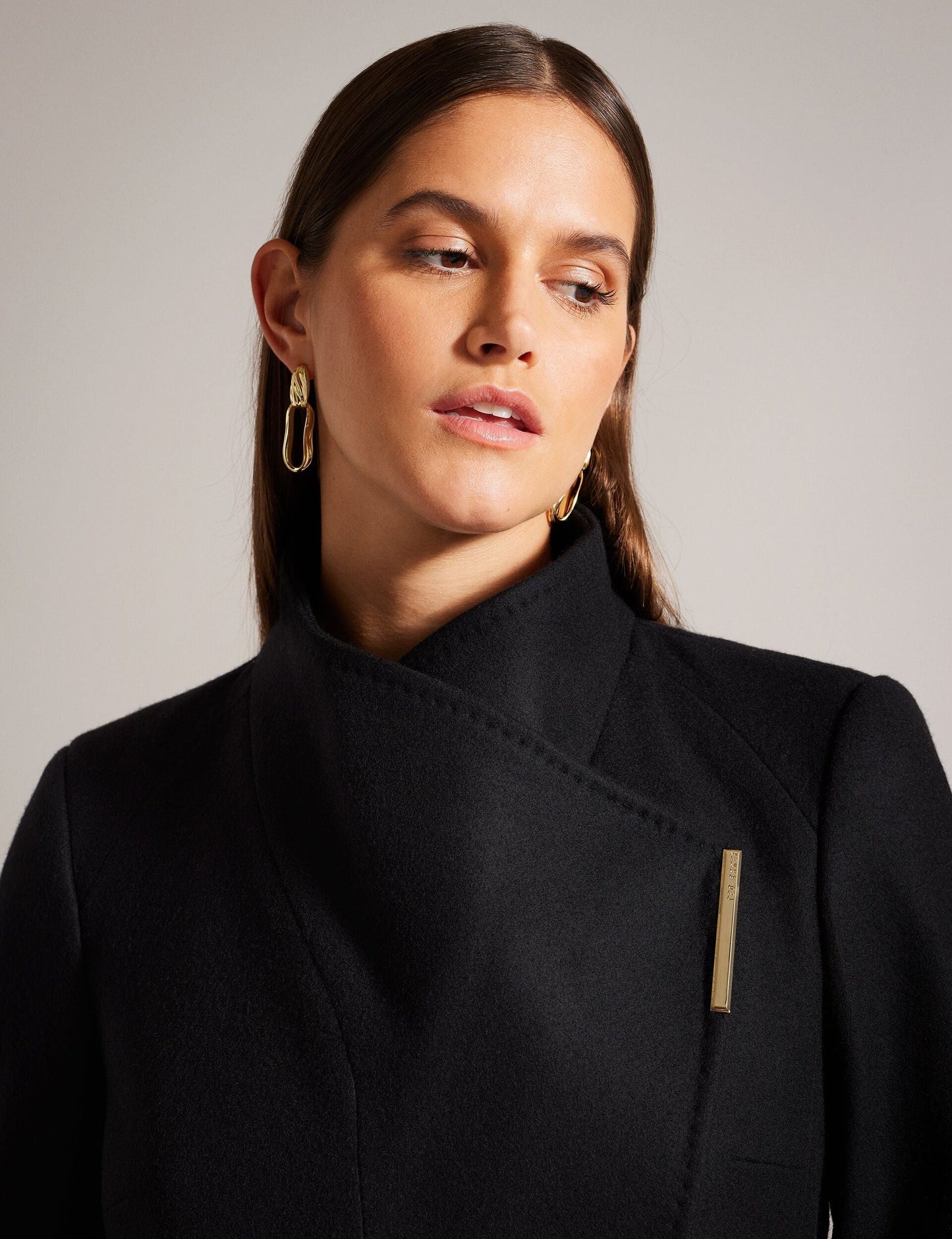 Ted Baker Ted Baker Women's ROSESSO Short Belted Wool Wrap Coat in Black BLACK