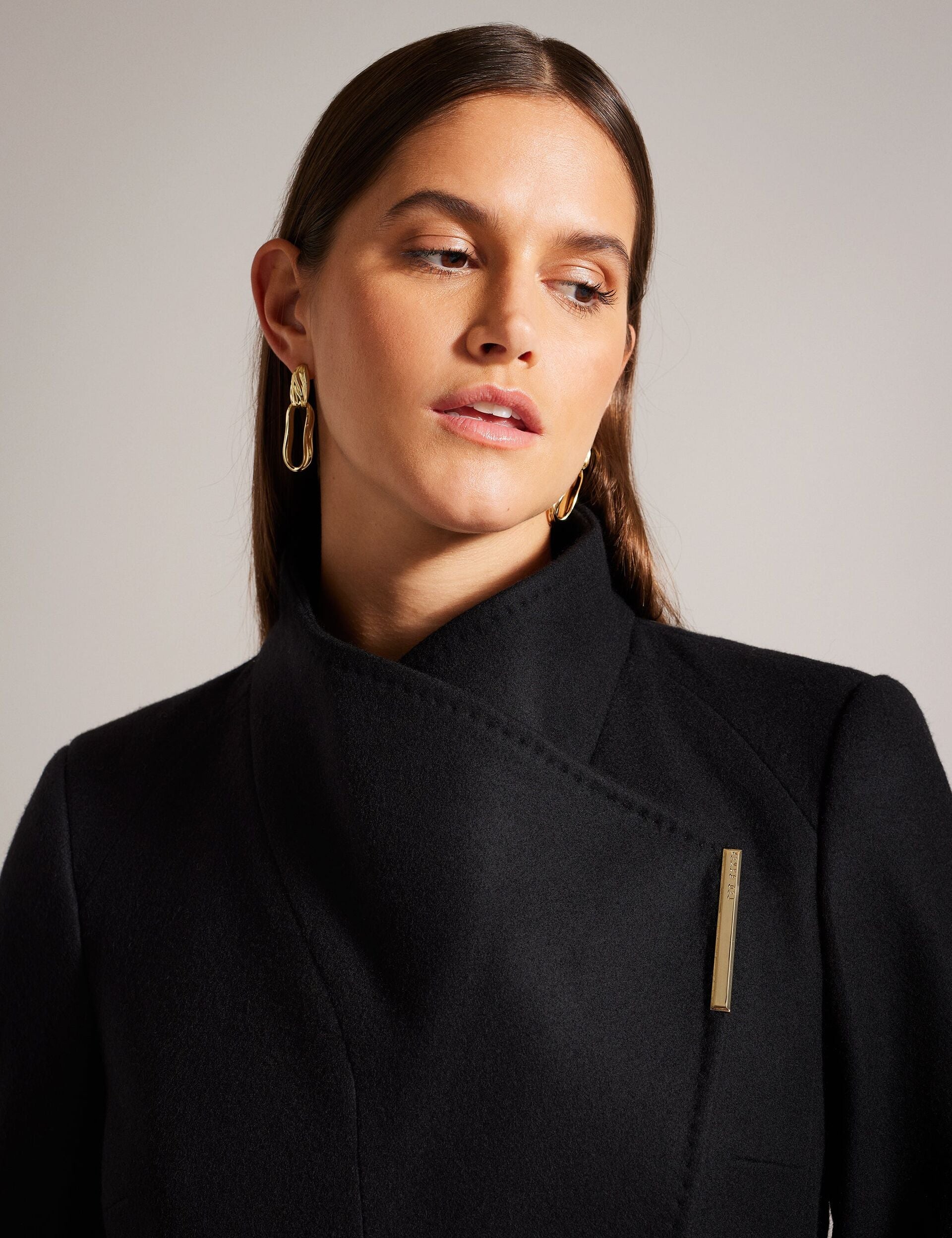 Ted Baker Ted Baker Women's ROSESSO Short Belted Wool Wrap Coat in Black BLACK