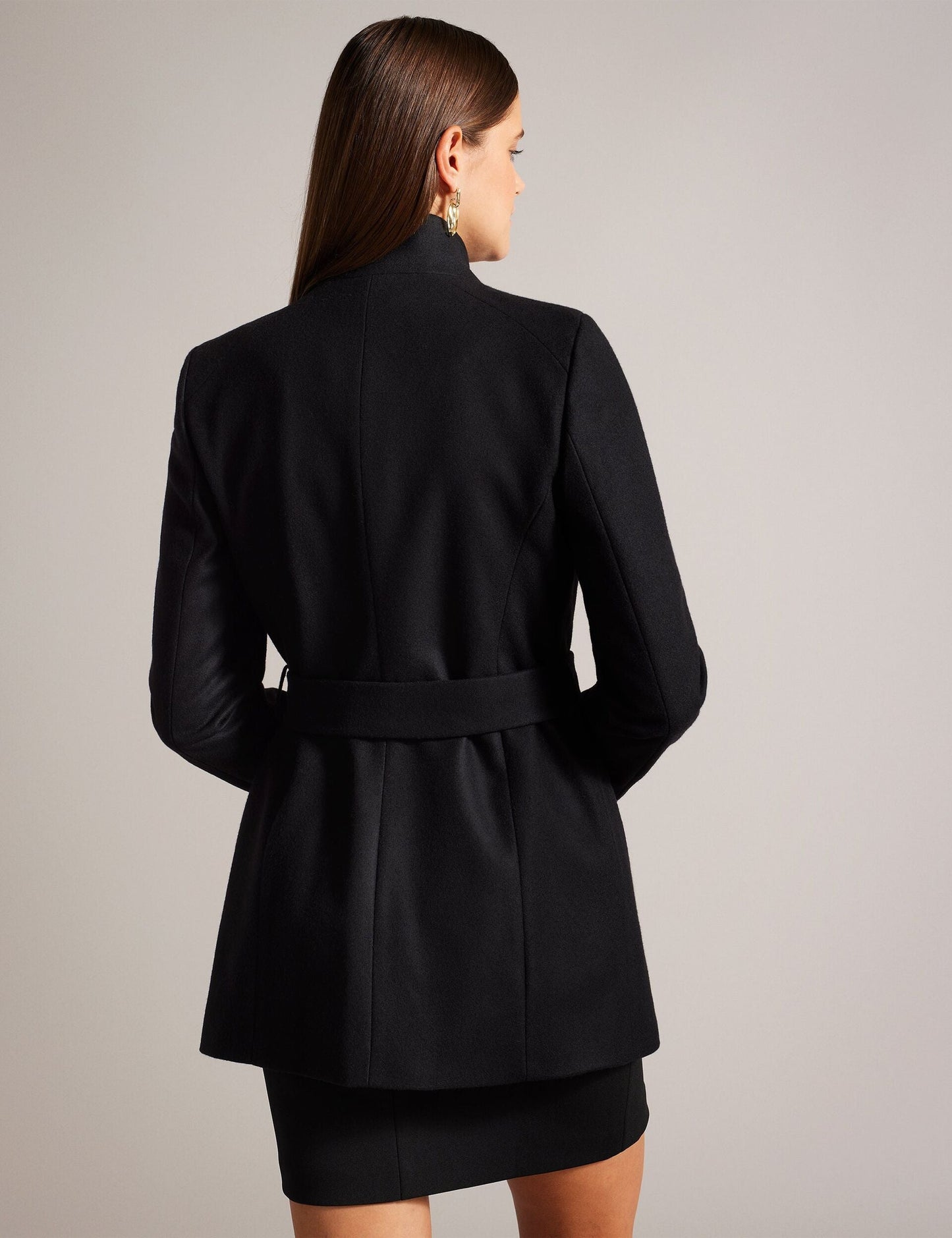 Ted Baker Ted Baker Women's ROSESSO Short Belted Wool Wrap Coat in Black BLACK