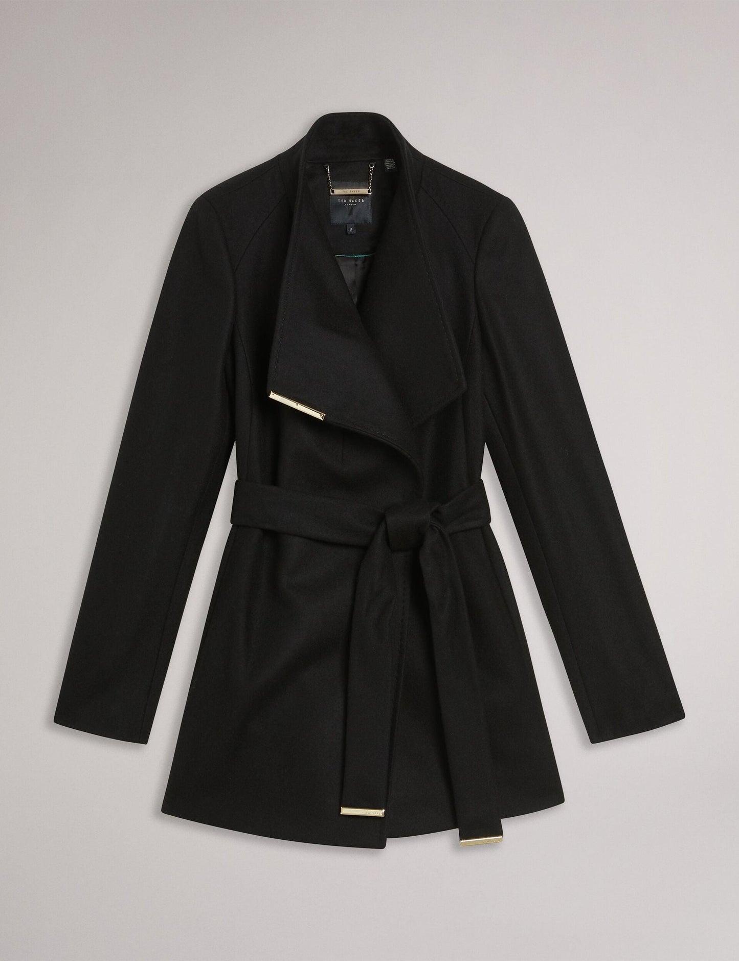Ted Baker Ted Baker Women's ROSESSO Short Belted Wool Wrap Coat in Black BLACK