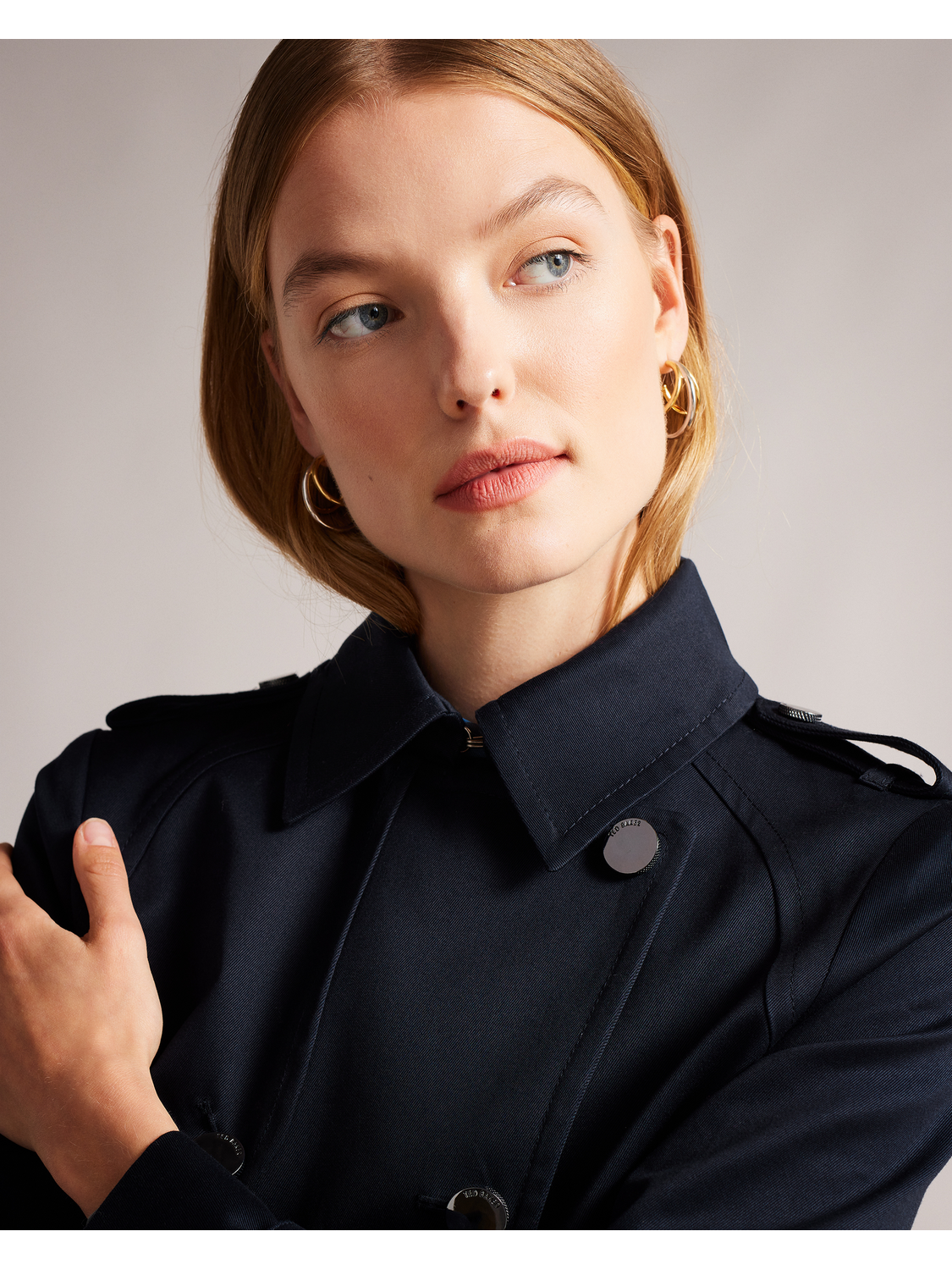 Ted Baker ROBBII - Lightweight Showerproof Belted Trench Coat NAVY